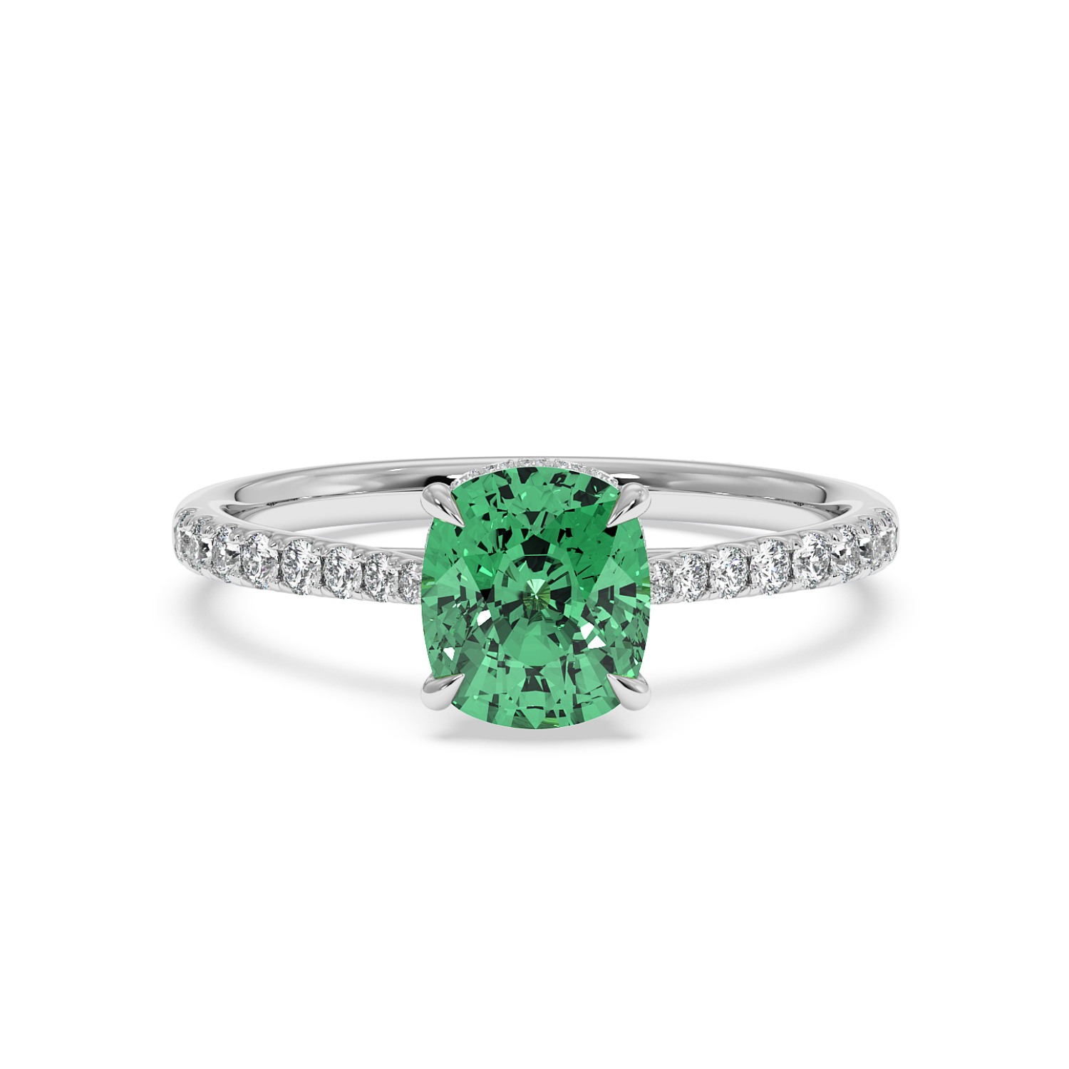 Platinum Hana Diamond Shoulder Hidden Halo Engagement Ring