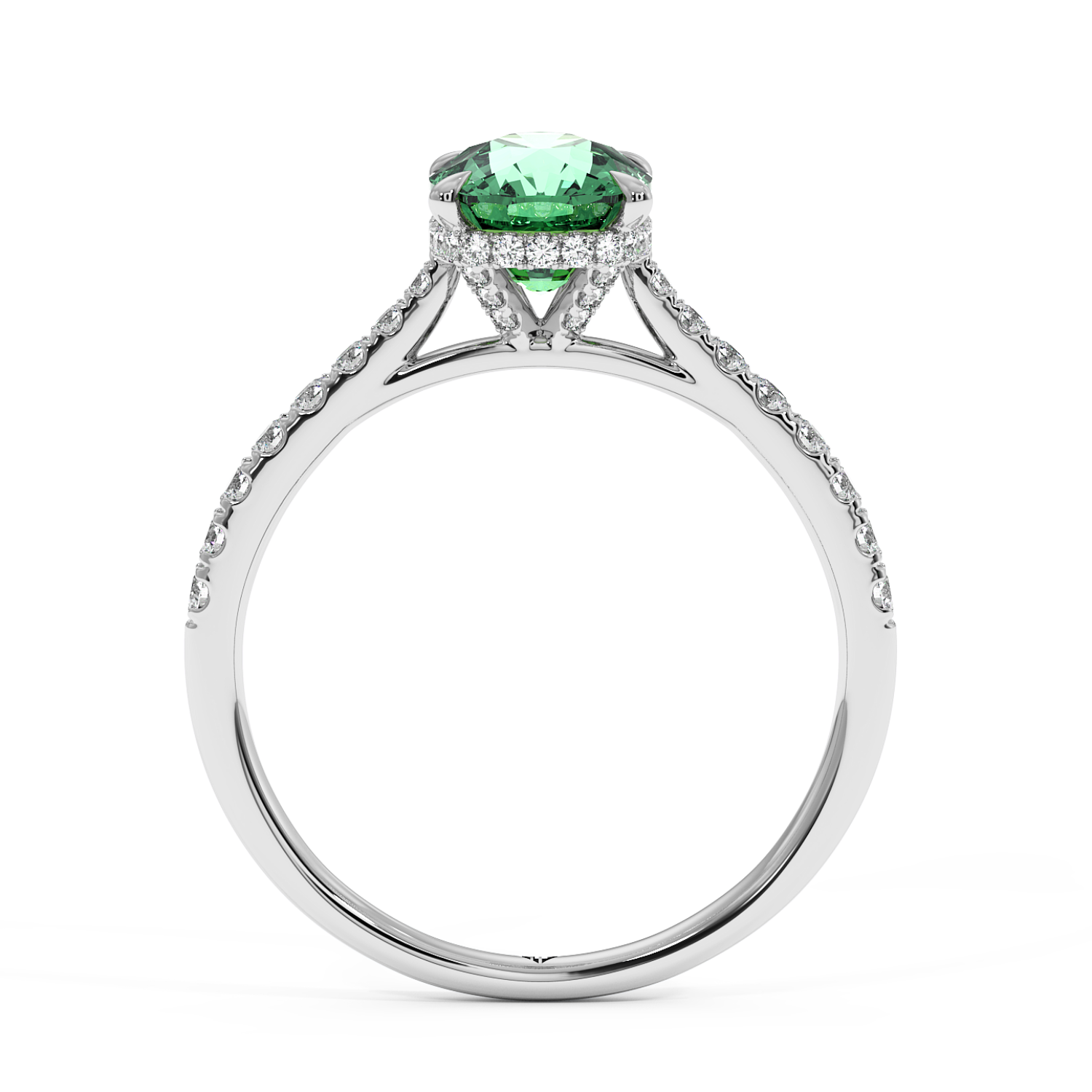 Platinum Hana Diamond Shoulder Hidden Halo Engagement Ring