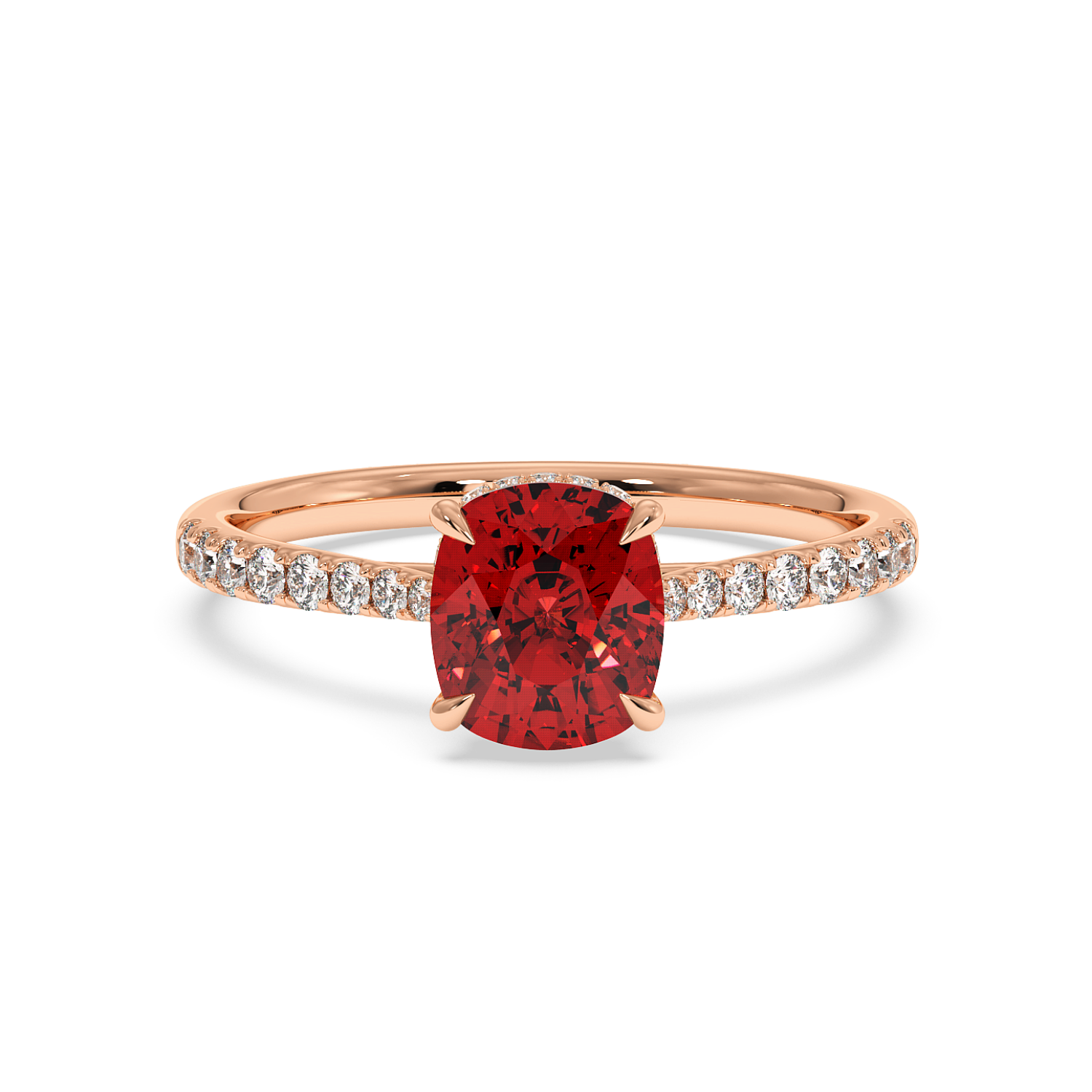 18K Rose Gold Hana Diamond Shoulder Hidden Halo Engagement Ring
