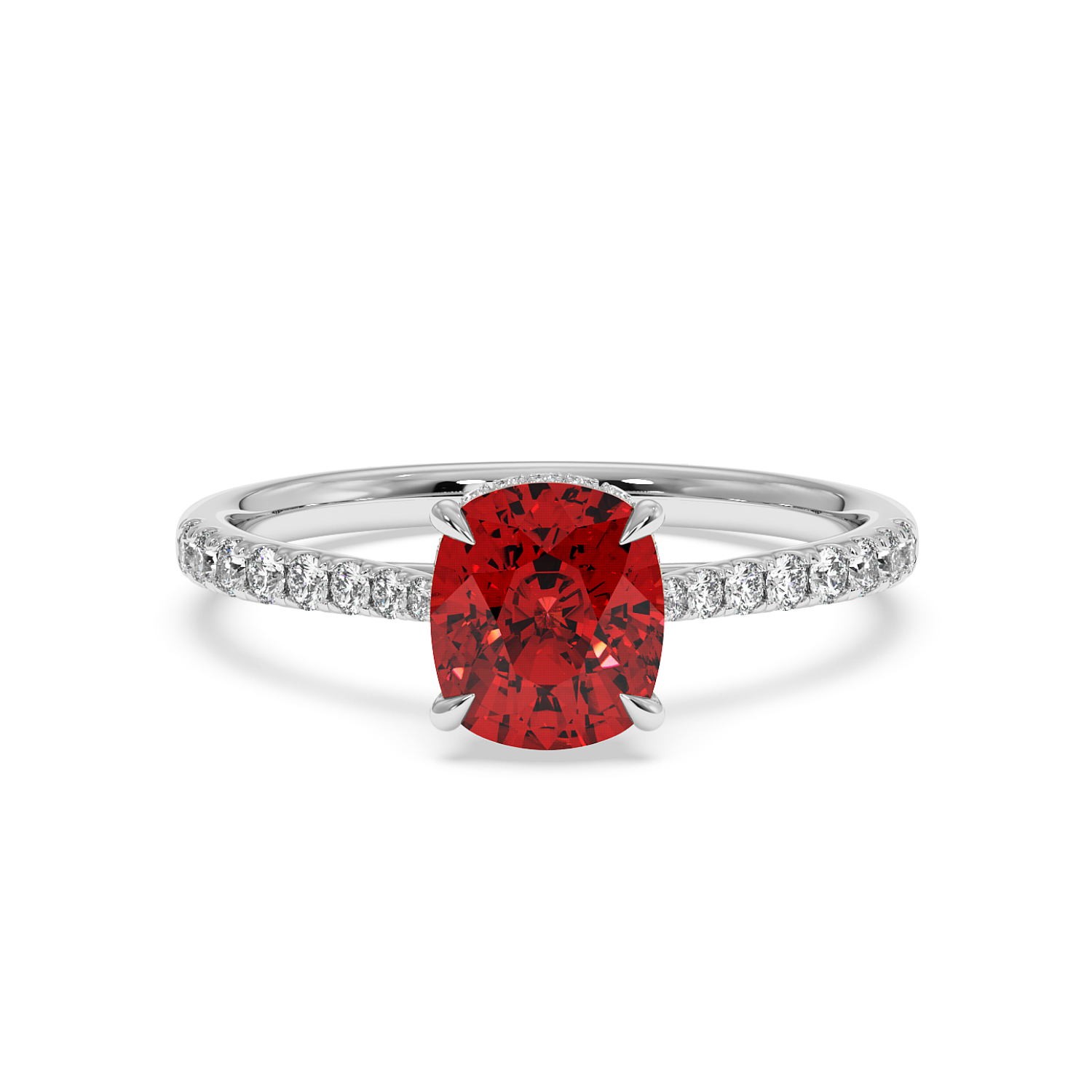 Platinum Hana Diamond Shoulder Hidden Halo Engagement Ring
