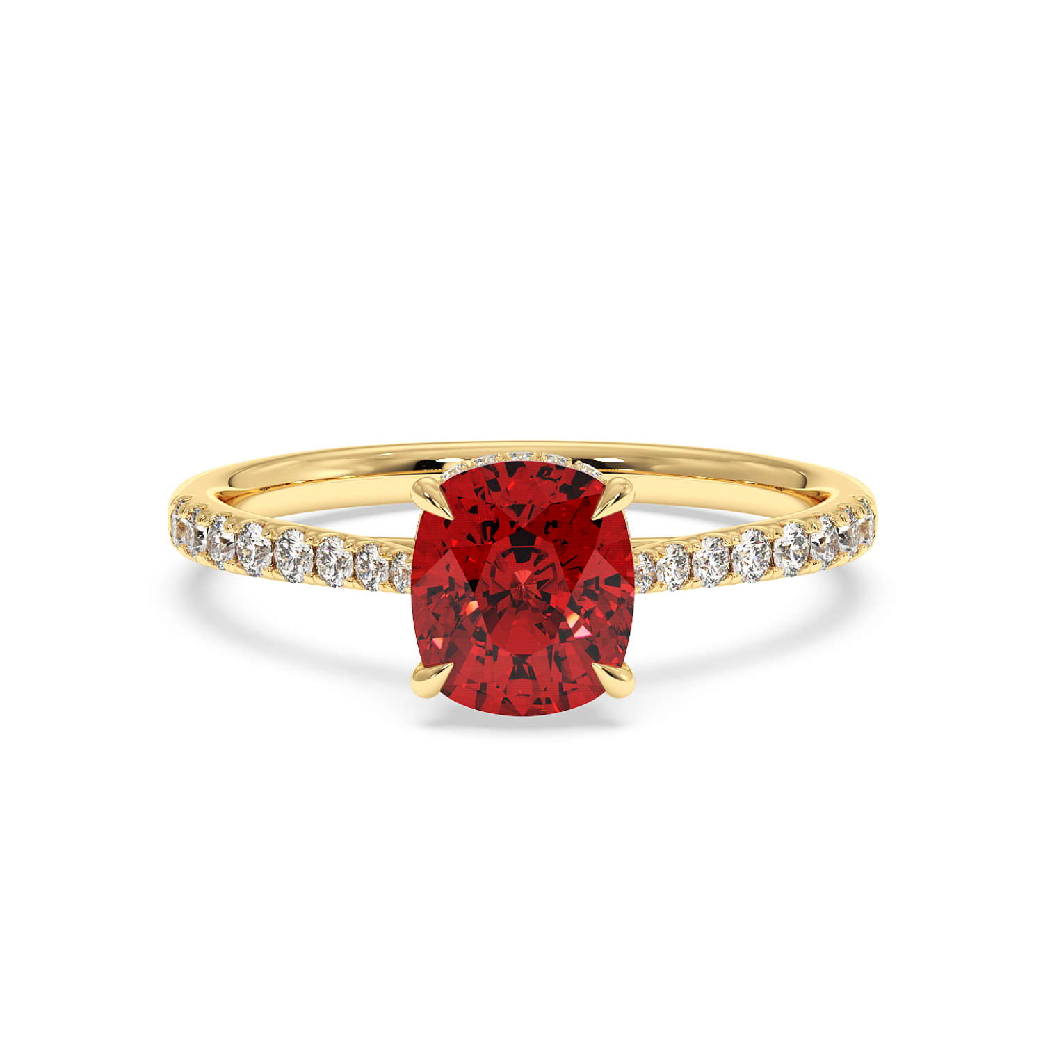 18K Yellow Gold Hana Diamond Shoulder Hidden Halo Engagement Ring