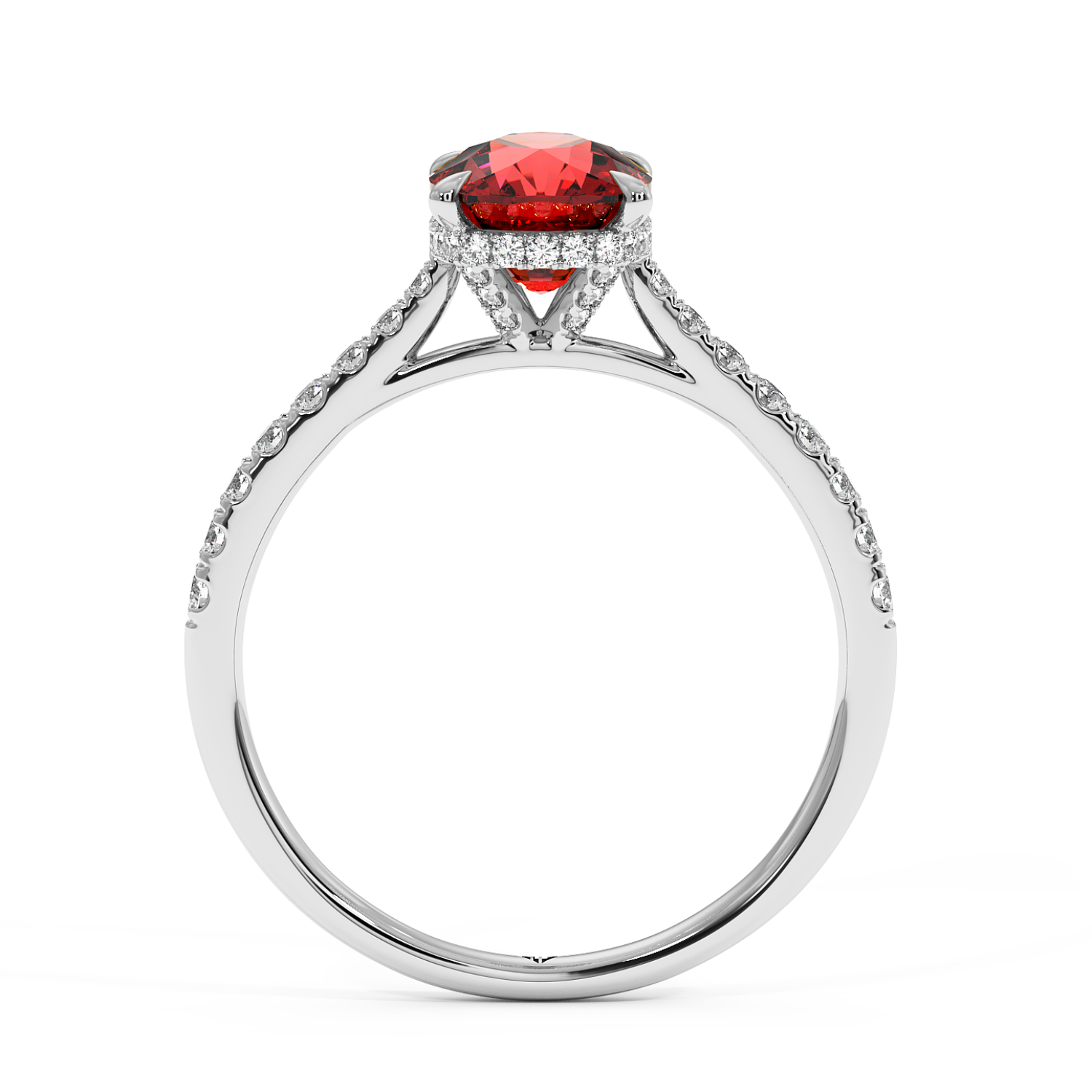 Platinum Hana Diamond Shoulder Hidden Halo Engagement Ring