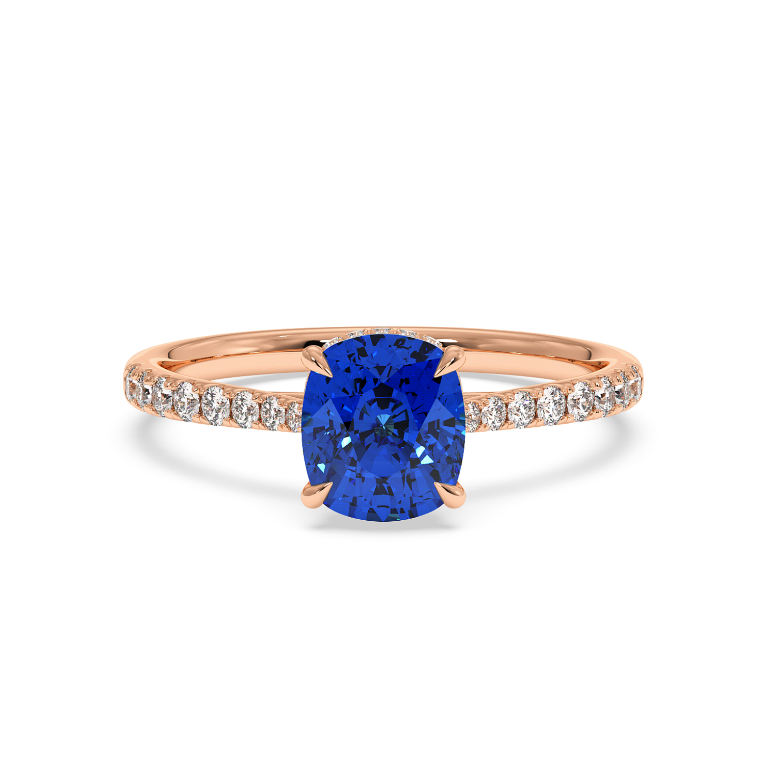 18K Rose Gold Hana Diamond Shoulder Hidden Halo Engagement Ring