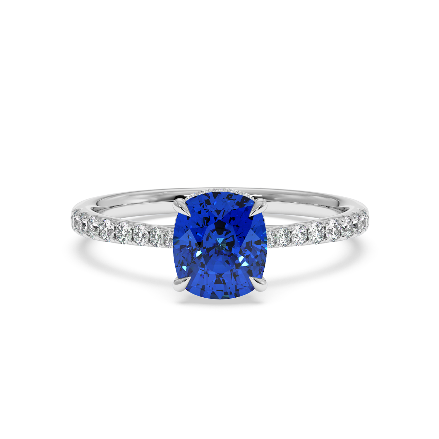 Platinum Hana Diamond Shoulder Hidden Halo Engagement Ring