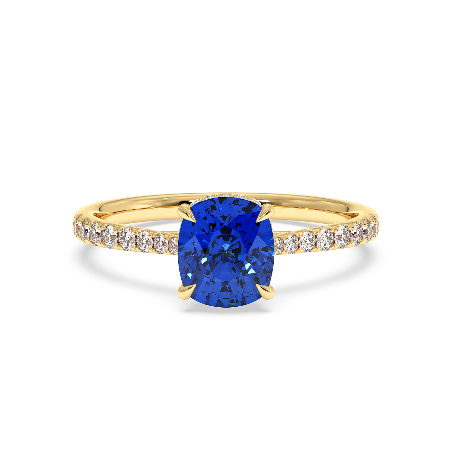 18K Yellow Gold Hana Diamond Shoulder Hidden Halo Engagement Ring