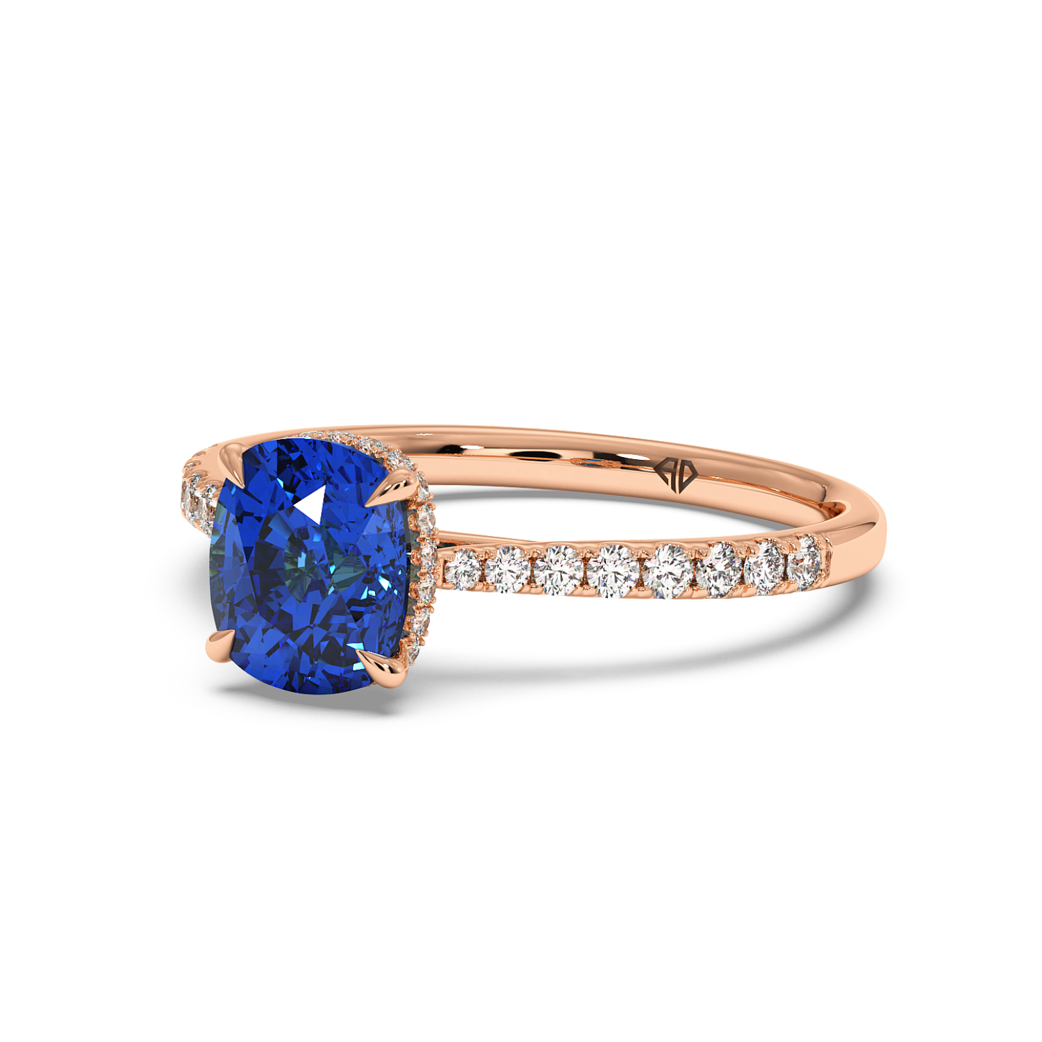 18K Rose Gold Hana Diamond Shoulder Hidden Halo Engagement Ring