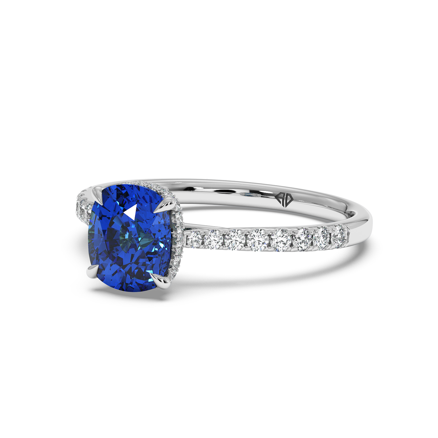 Platinum Hana Diamond Shoulder Hidden Halo Engagement Ring