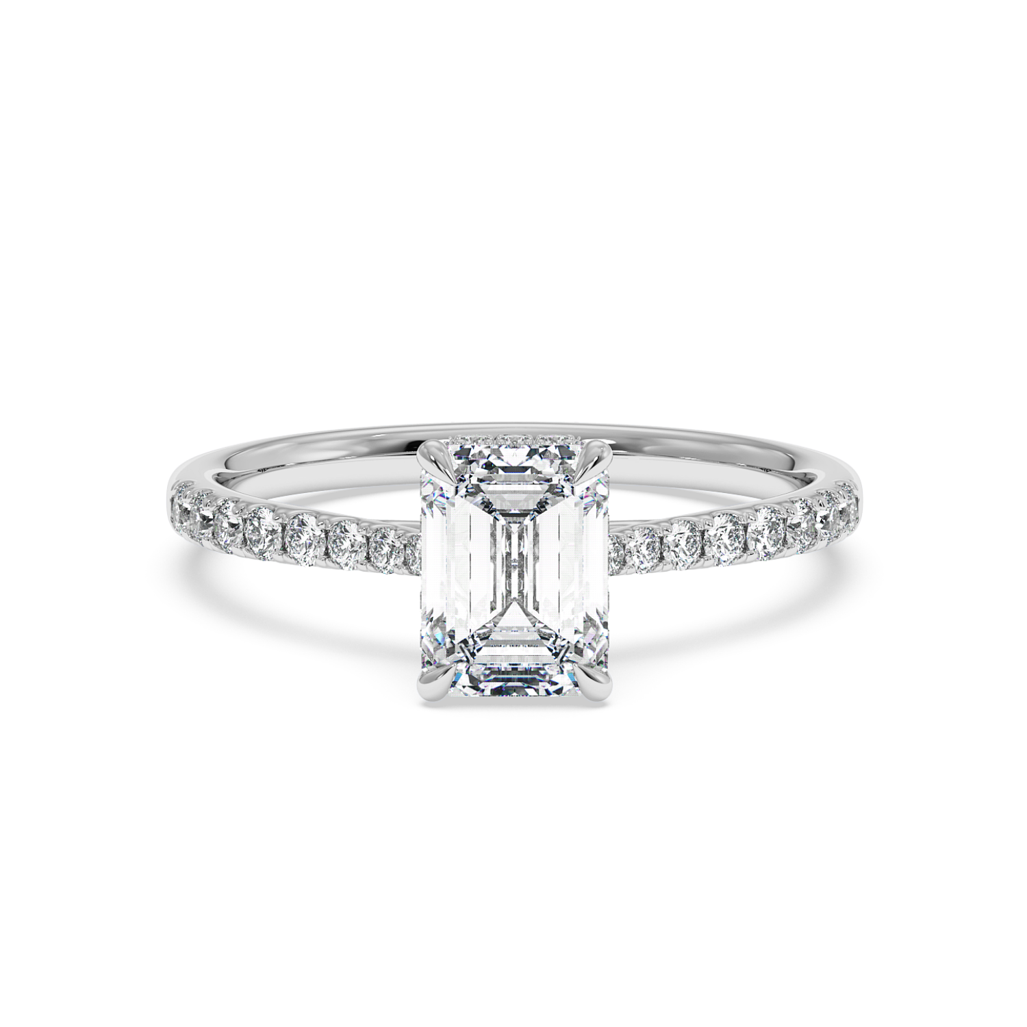 18K White Gold Hana Diamond Shoulder Hidden Halo Engagement Ring