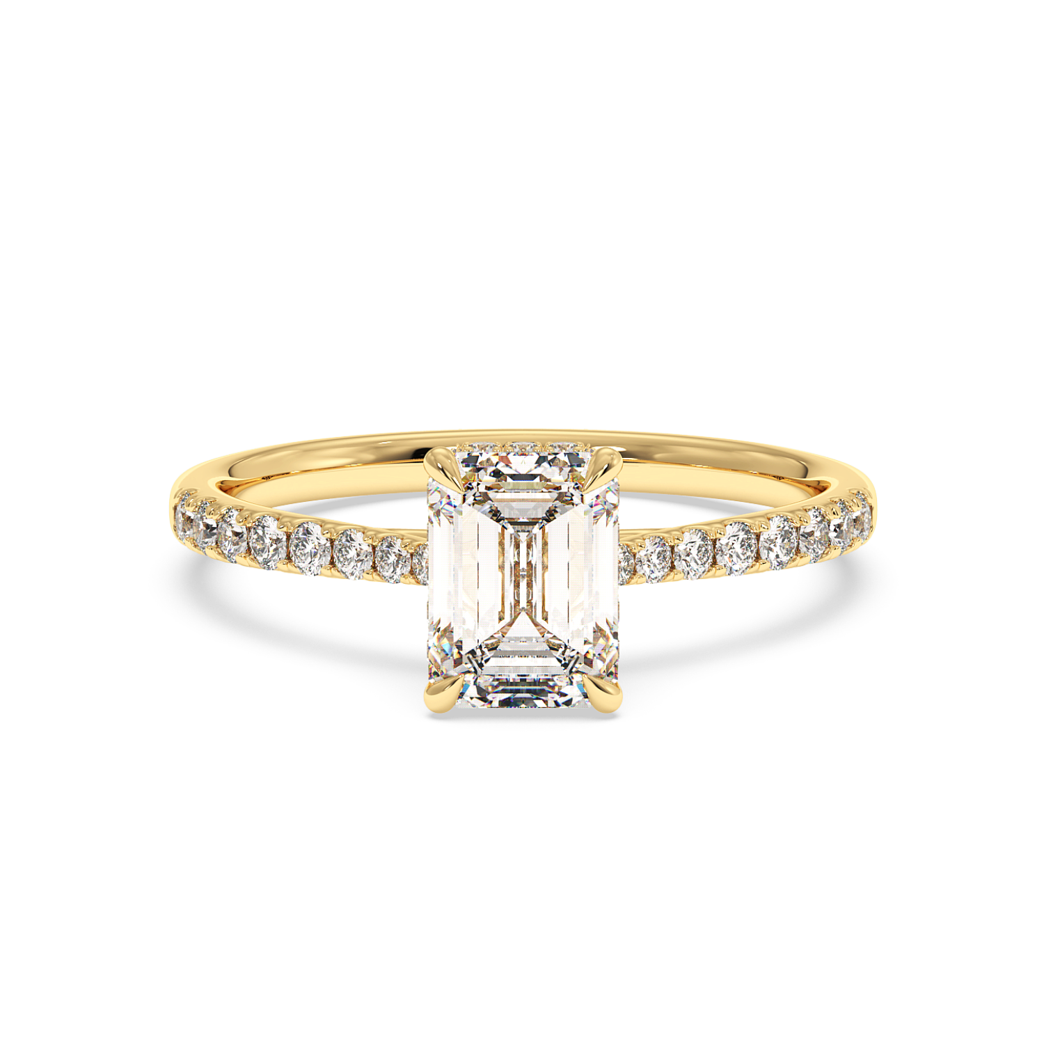 18K Yellow Gold Hana Diamond Shoulder Hidden Halo Engagement Ring
