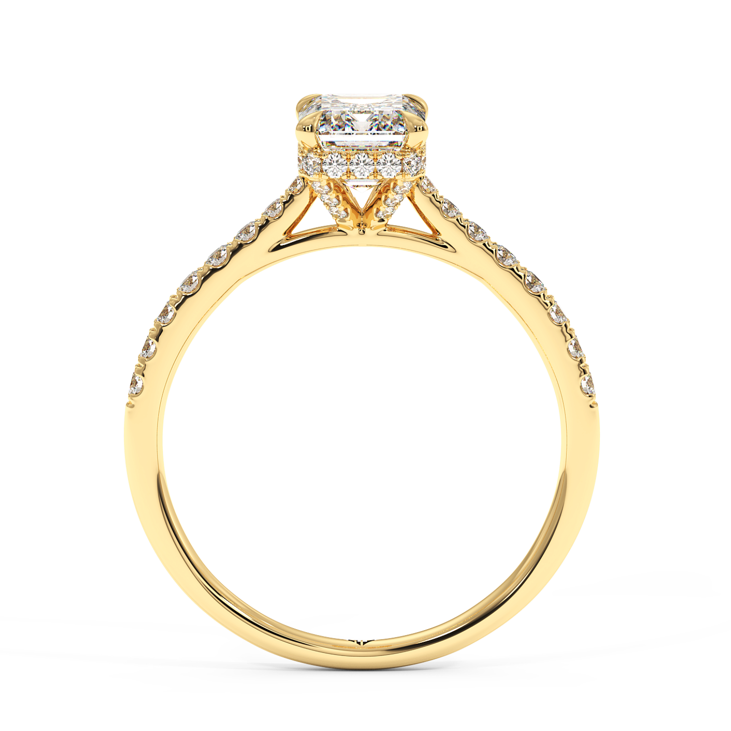 18K Yellow Gold Hana Diamond Shoulder Hidden Halo Engagement Ring