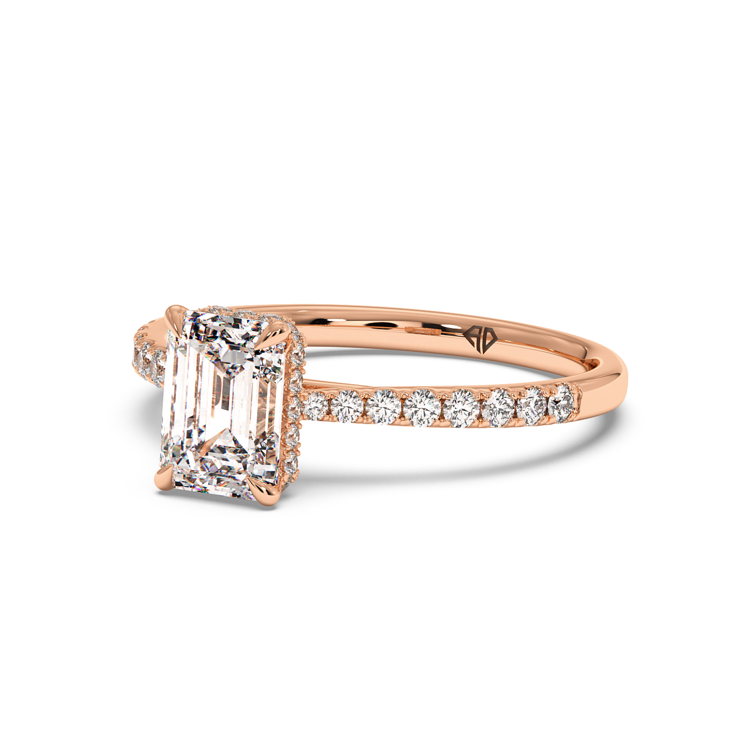 18K Rose Gold Hana Diamond Shoulder Hidden Halo Engagement Ring