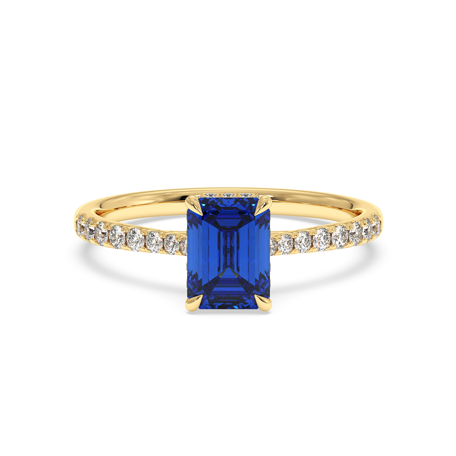 18K Yellow Gold Hana Diamond Shoulder Hidden Halo Engagement Ring