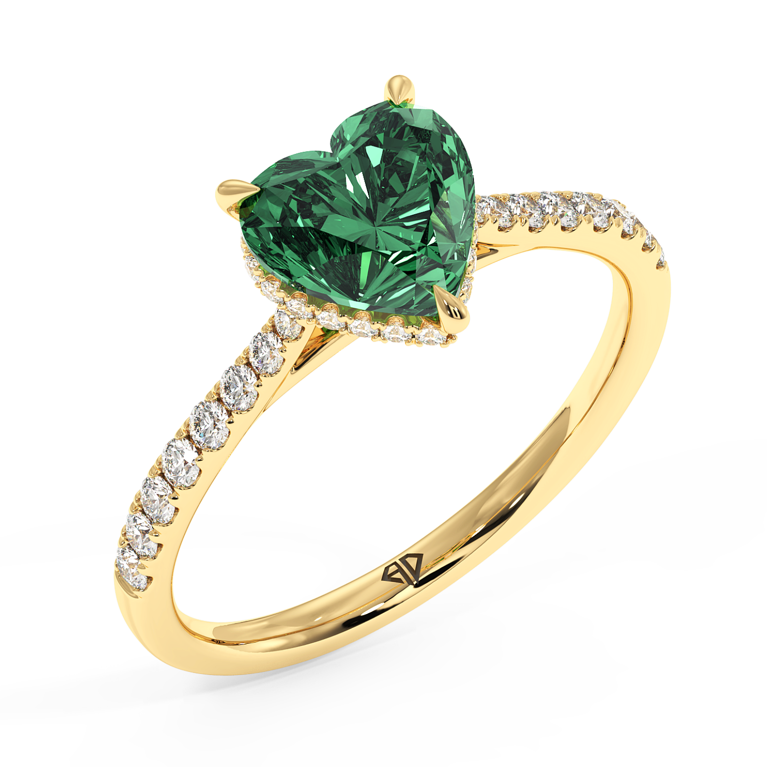 18K Yellow Gold Hana Diamond Shoulder Hidden Halo Engagement Ring