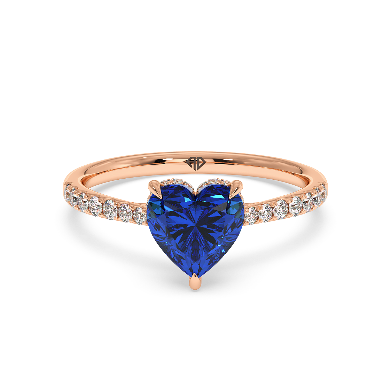 18K Rose Gold Hana Diamond Shoulder Hidden Halo Engagement Ring