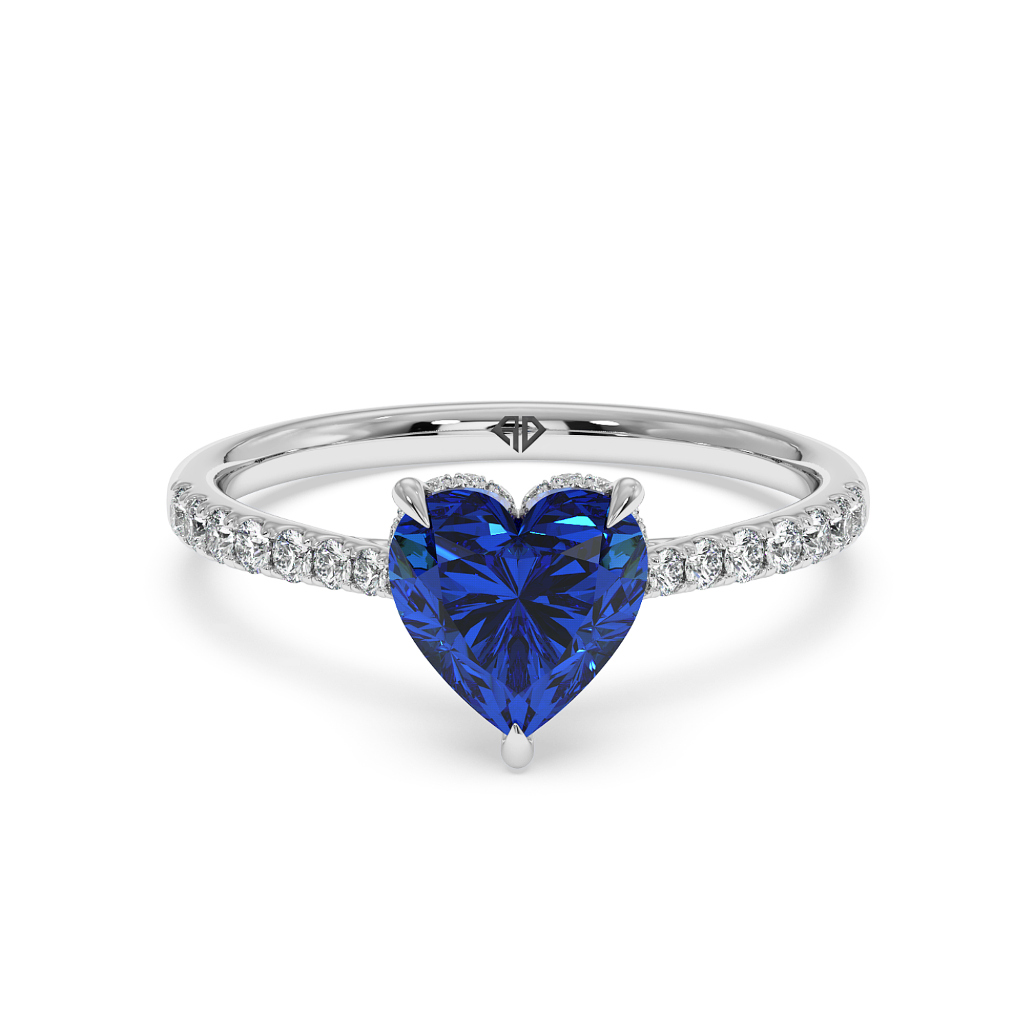 Platinum Hana Diamond Shoulder Hidden Halo Engagement Ring