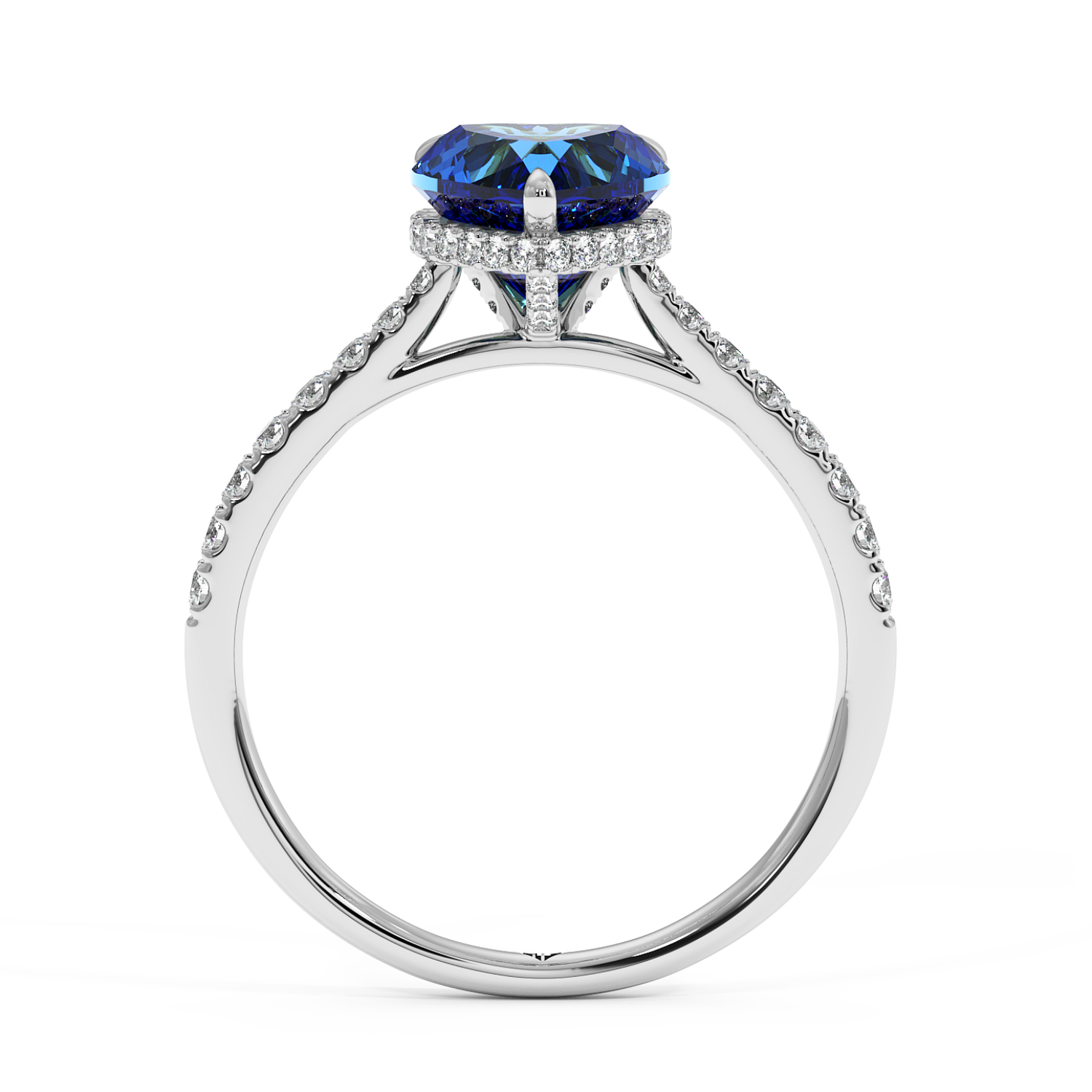 Platinum Hana Diamond Shoulder Hidden Halo Engagement Ring