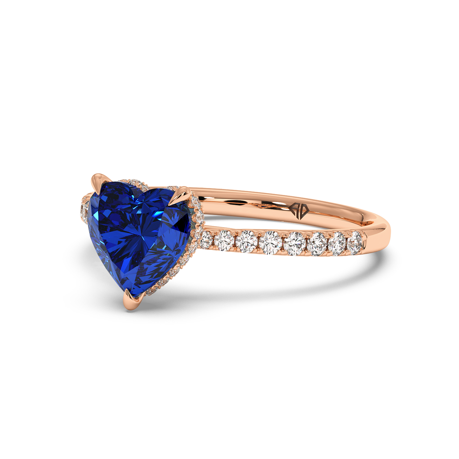 18K Rose Gold Hana Diamond Shoulder Hidden Halo Engagement Ring