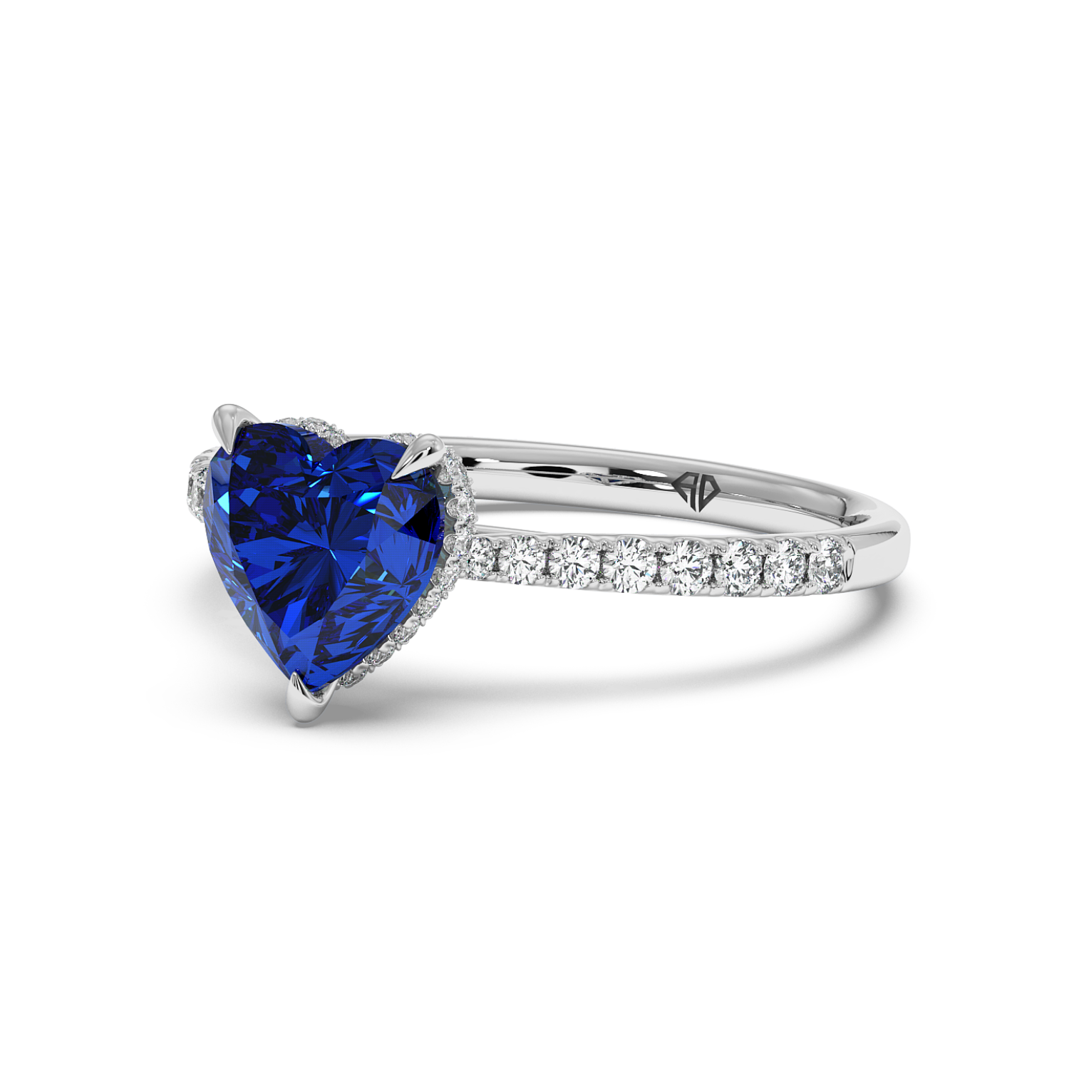 Platinum Hana Diamond Shoulder Hidden Halo Engagement Ring