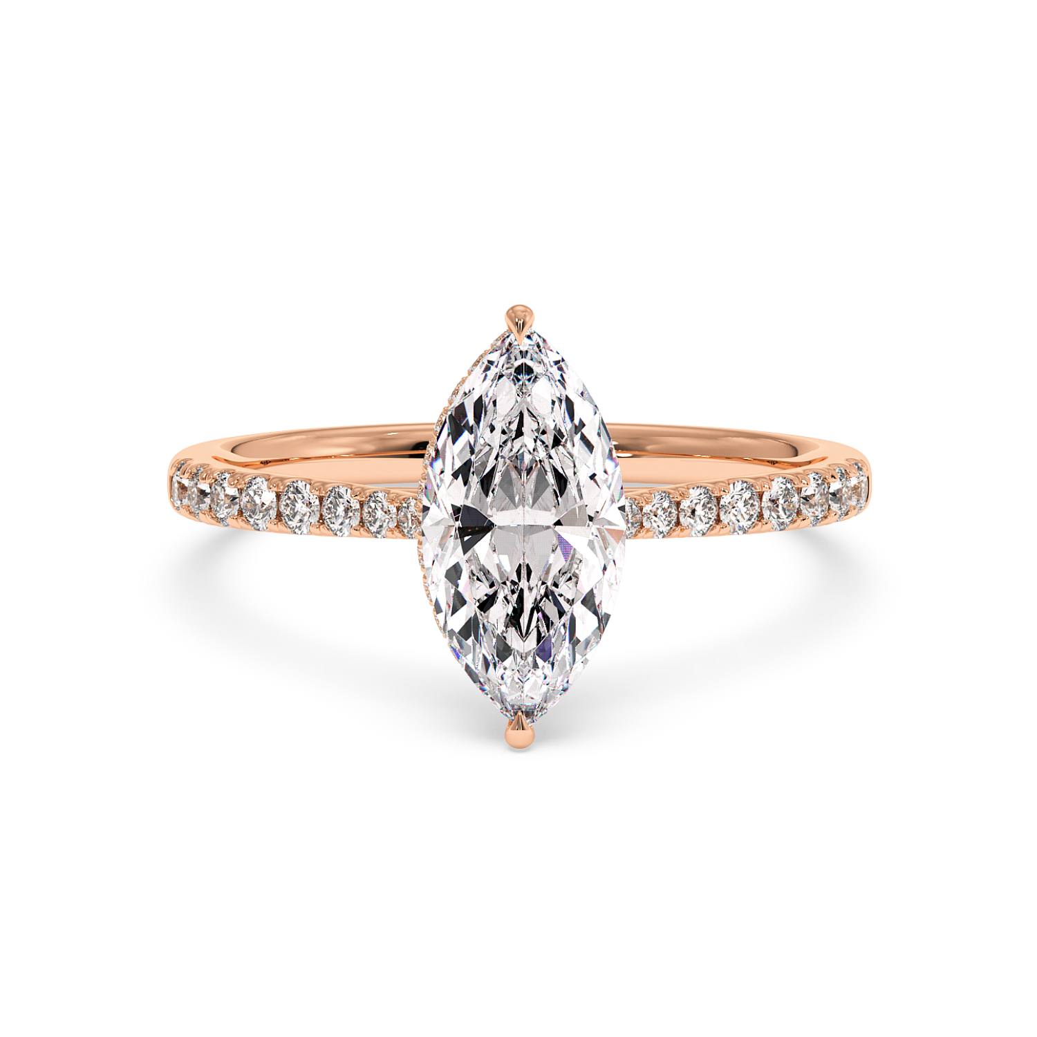 18K White Gold Hana Diamond Shoulder Hidden Halo Engagement Ring