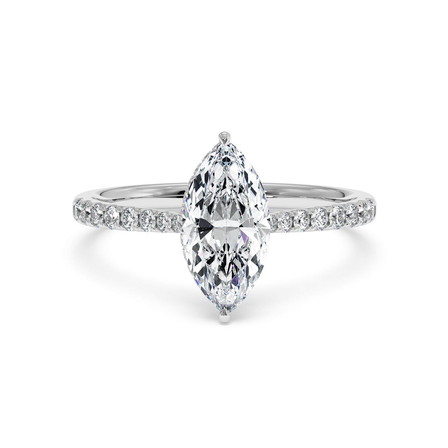 18K White Gold Hana Diamond Shoulder Hidden Halo Engagement Ring