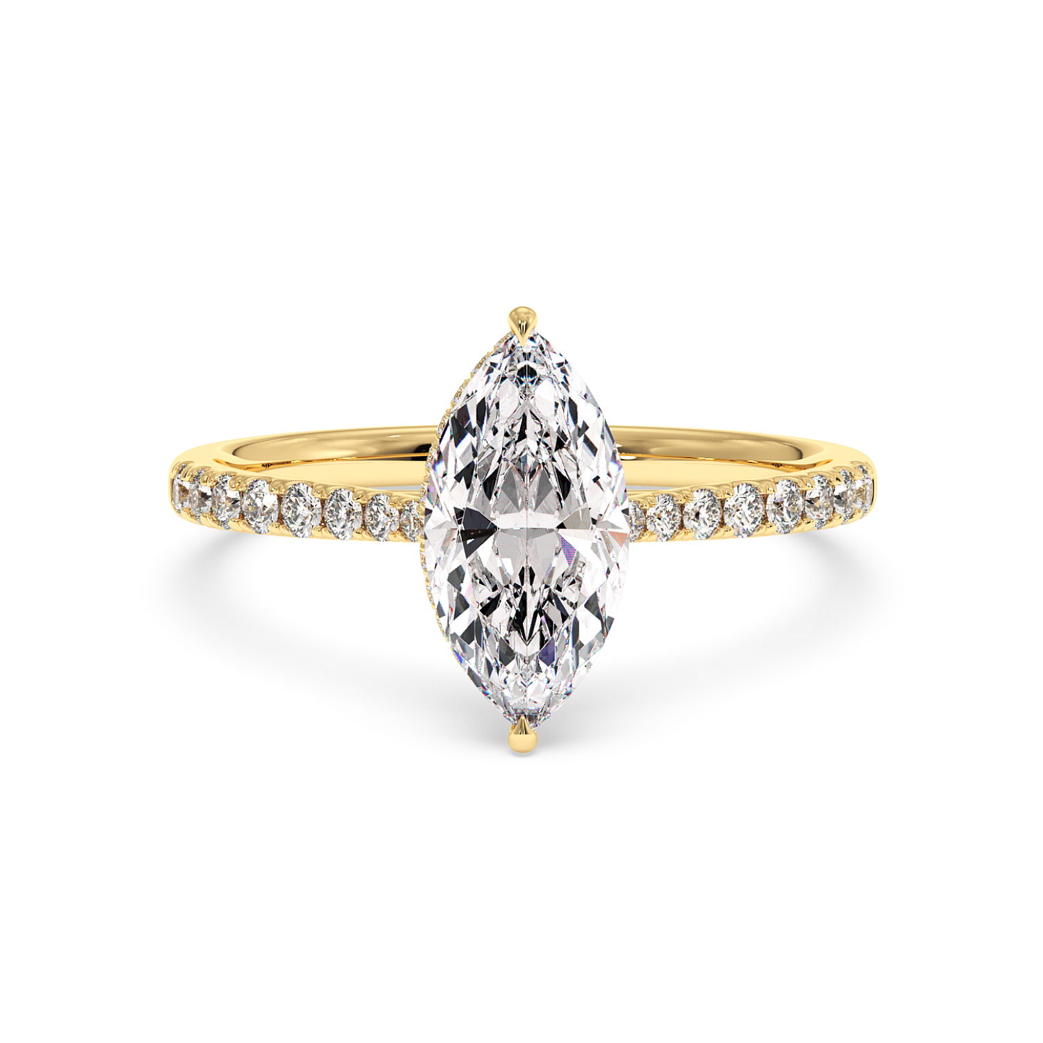 18K White Gold Hana Diamond Shoulder Hidden Halo Engagement Ring