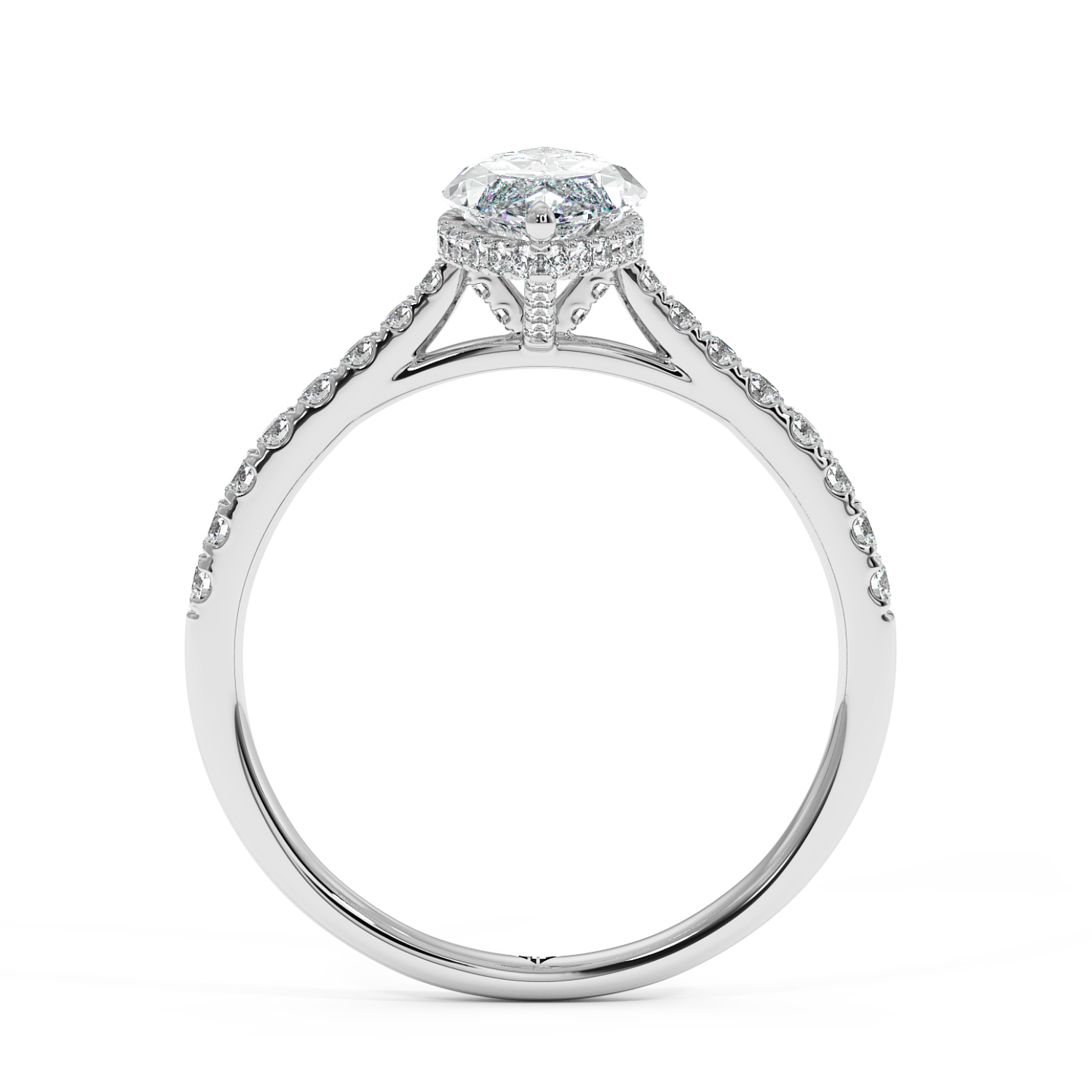18K White Gold Hana Diamond Shoulder Hidden Halo Engagement Ring
