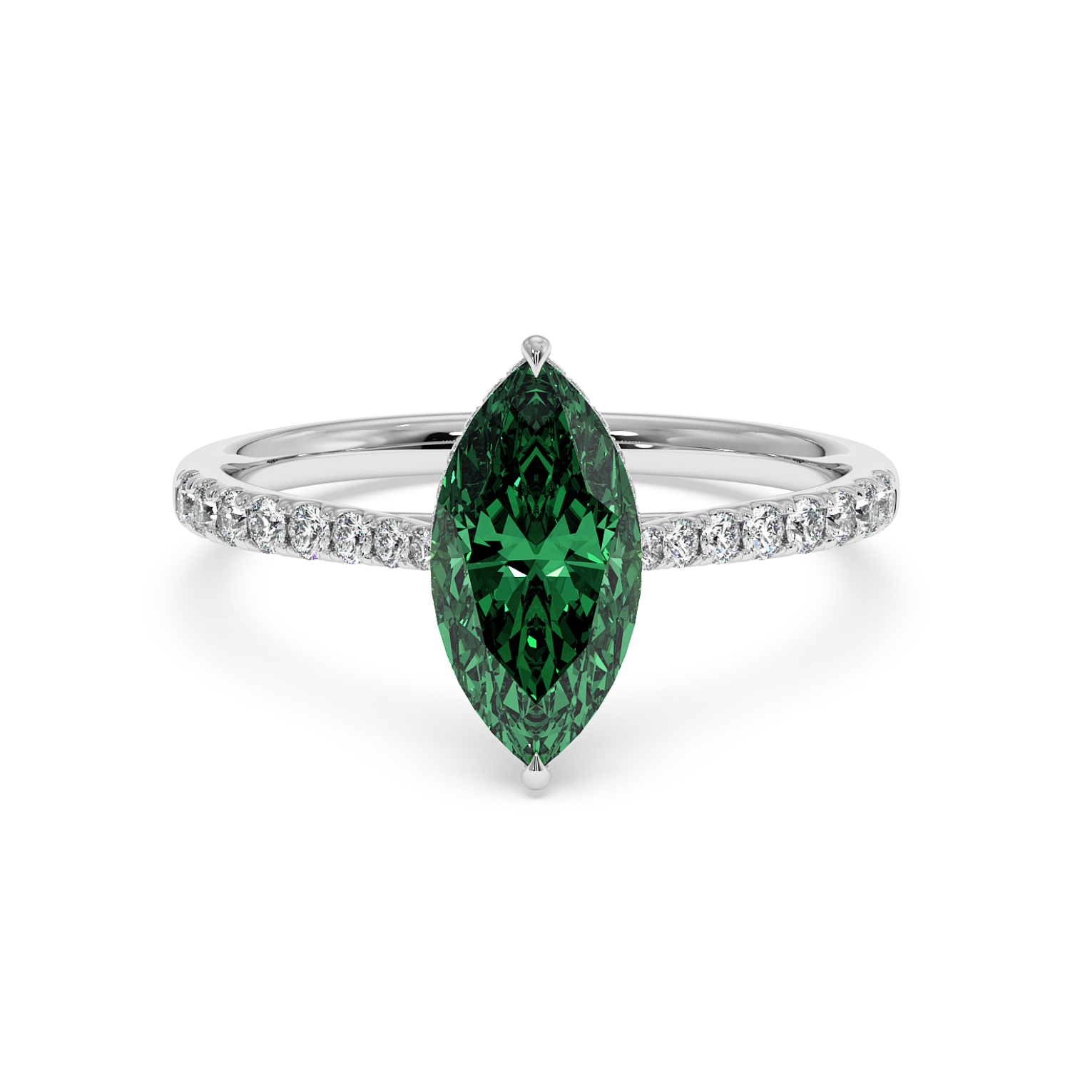 Platinum Hana Diamond Shoulder Hidden Halo Engagement Ring