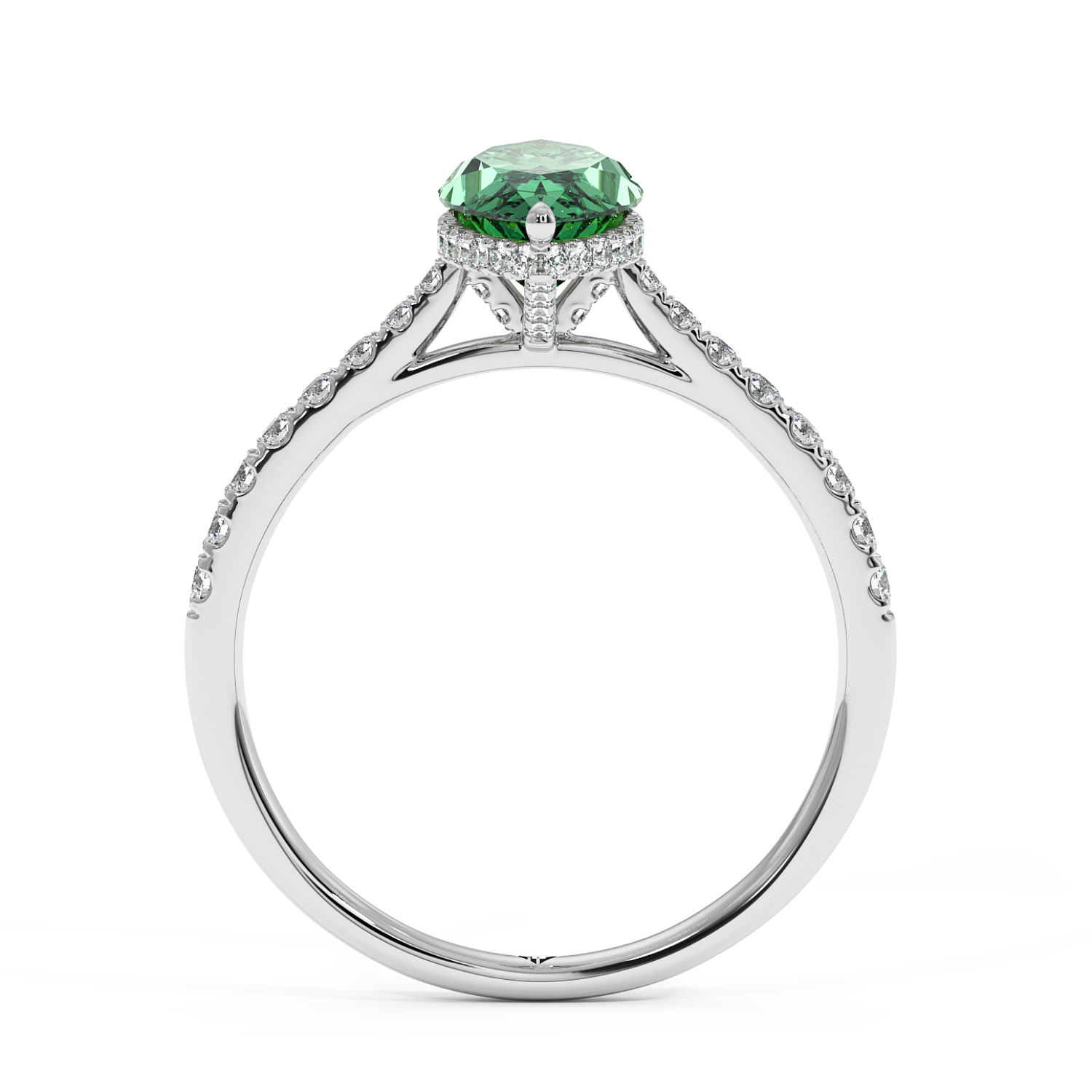 Platinum Hana Diamond Shoulder Hidden Halo Engagement Ring