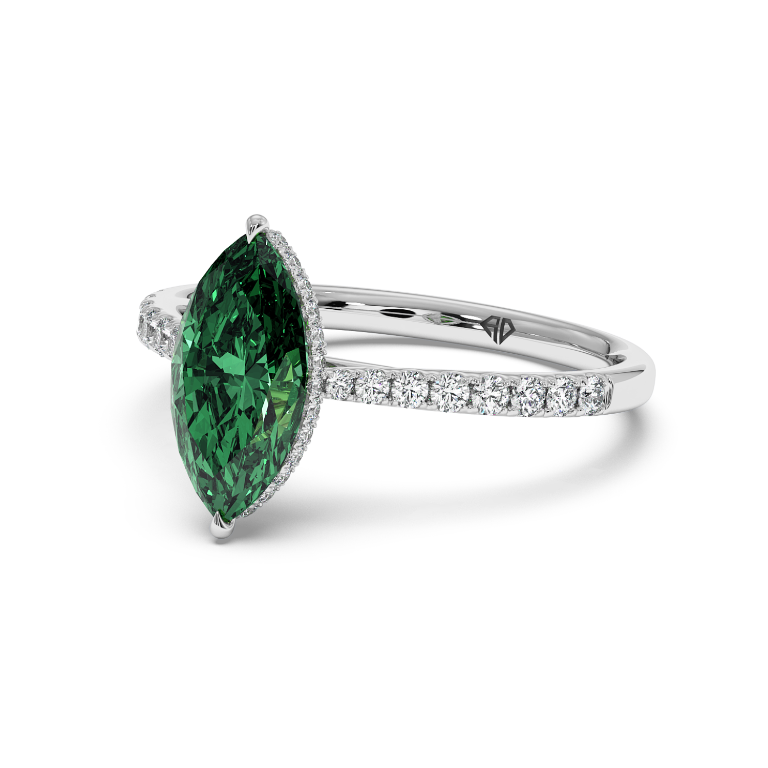 Platinum Hana Diamond Shoulder Hidden Halo Engagement Ring
