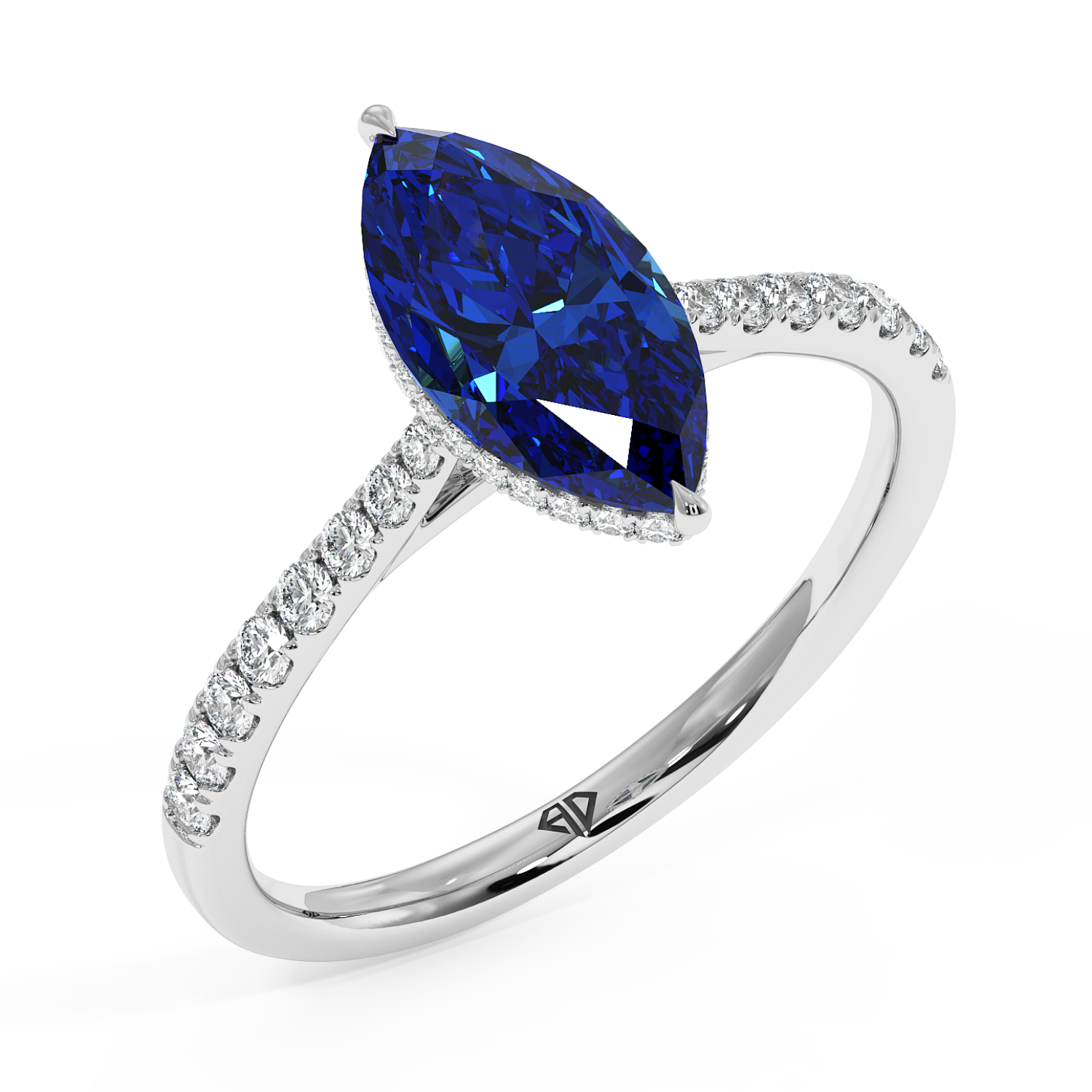 Platinum Hana Diamond Shoulder Hidden Halo Engagement Ring