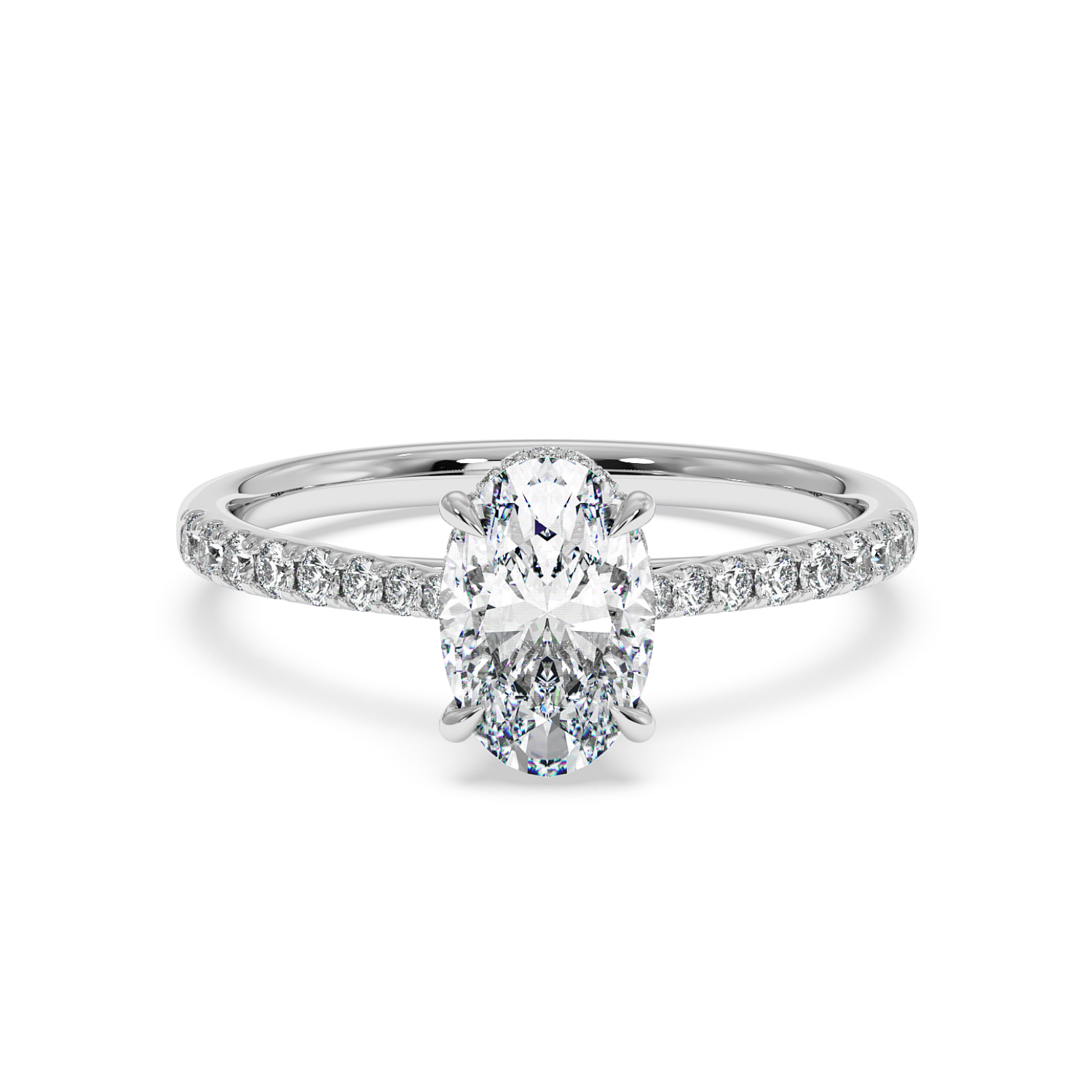 18K White Gold Hana Diamond Shoulder Hidden Halo Engagement Ring