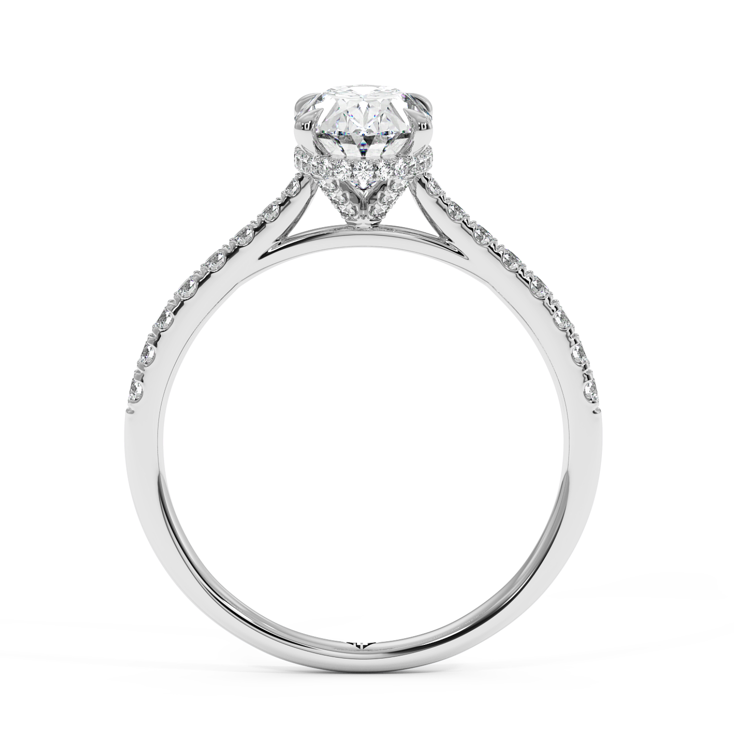 18K White Gold Hana Diamond Shoulder Hidden Halo Engagement Ring