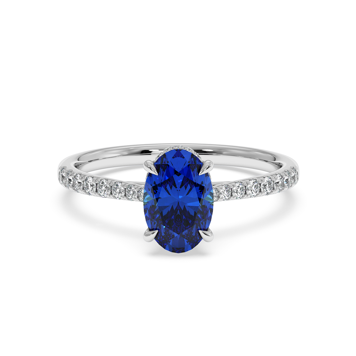 Platinum Hana Diamond Shoulder Hidden Halo Engagement Ring