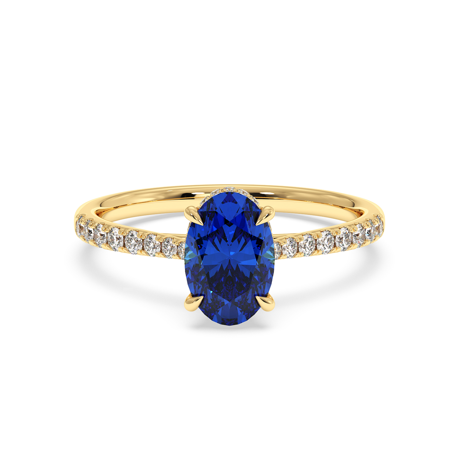 18K Yellow Gold Hana Diamond Shoulder Hidden Halo Engagement Ring