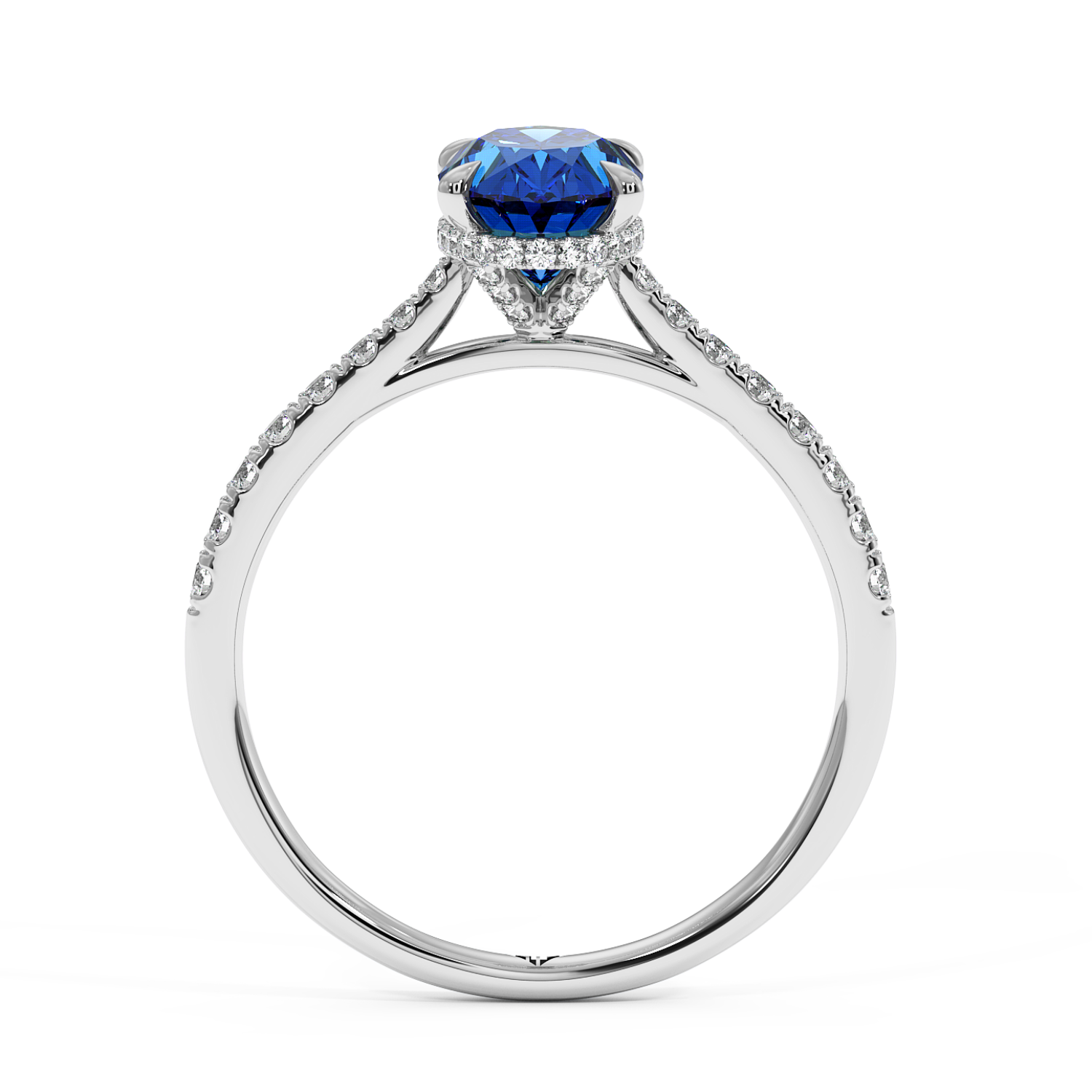 Platinum Hana Diamond Shoulder Hidden Halo Engagement Ring