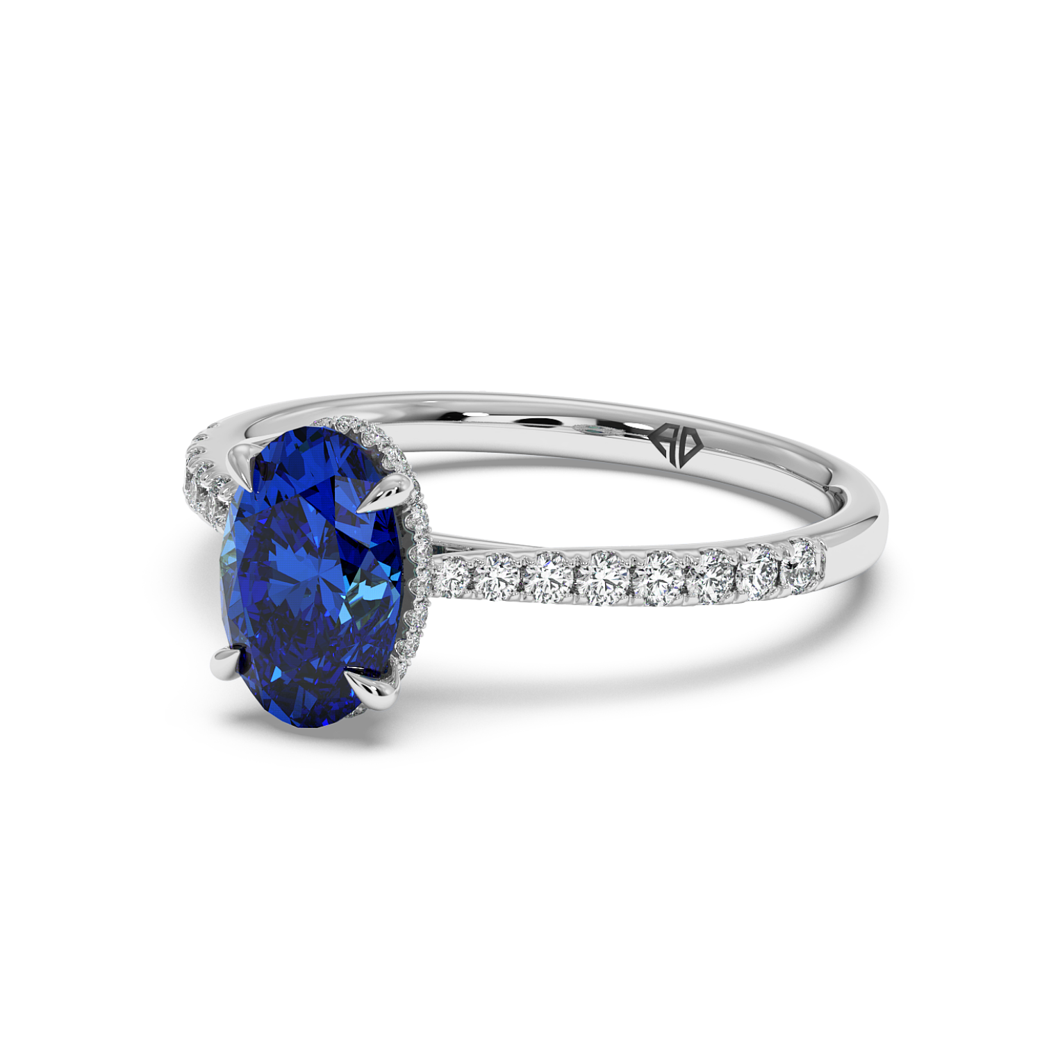 Platinum Hana Diamond Shoulder Hidden Halo Engagement Ring