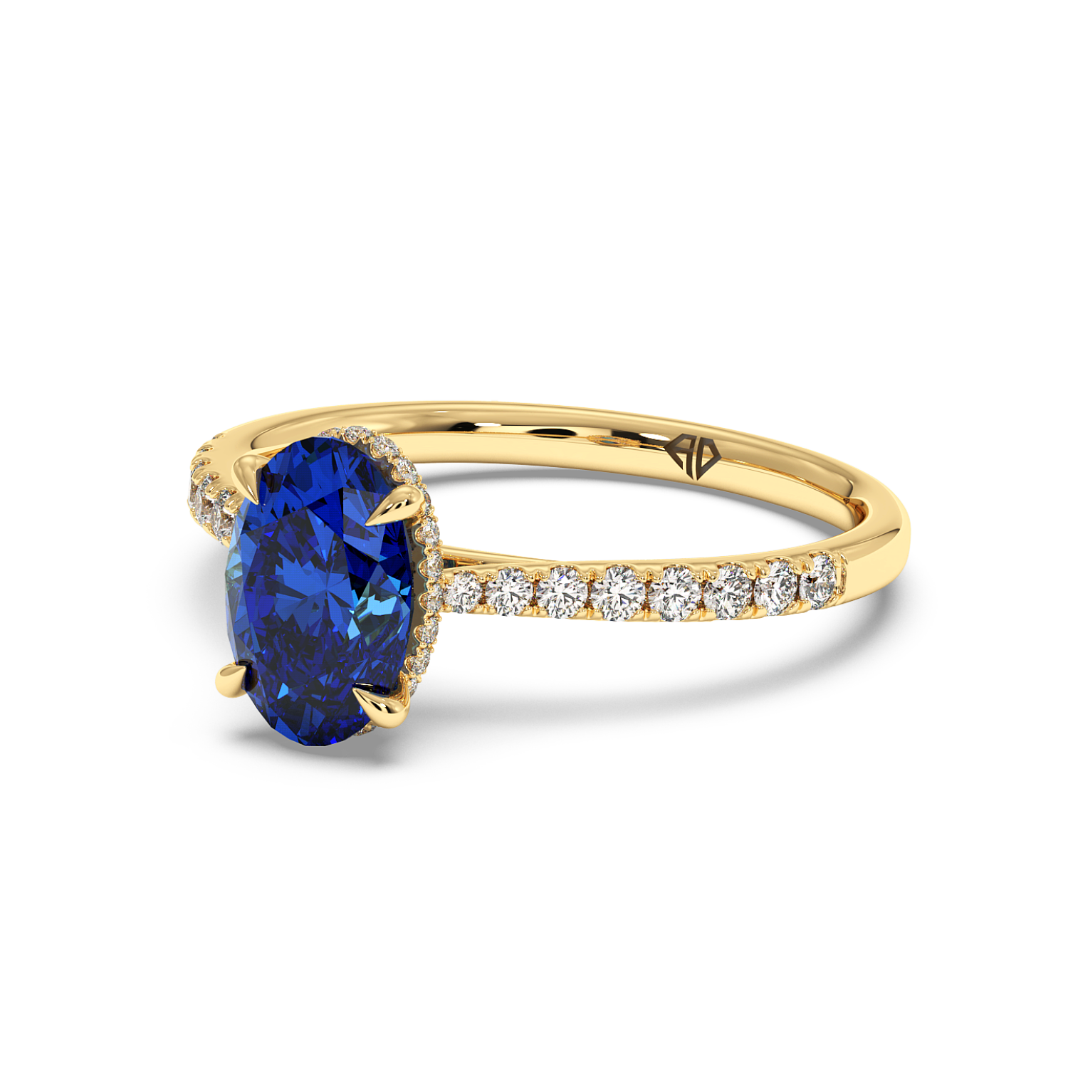 18K Yellow Gold Hana Diamond Shoulder Hidden Halo Engagement Ring