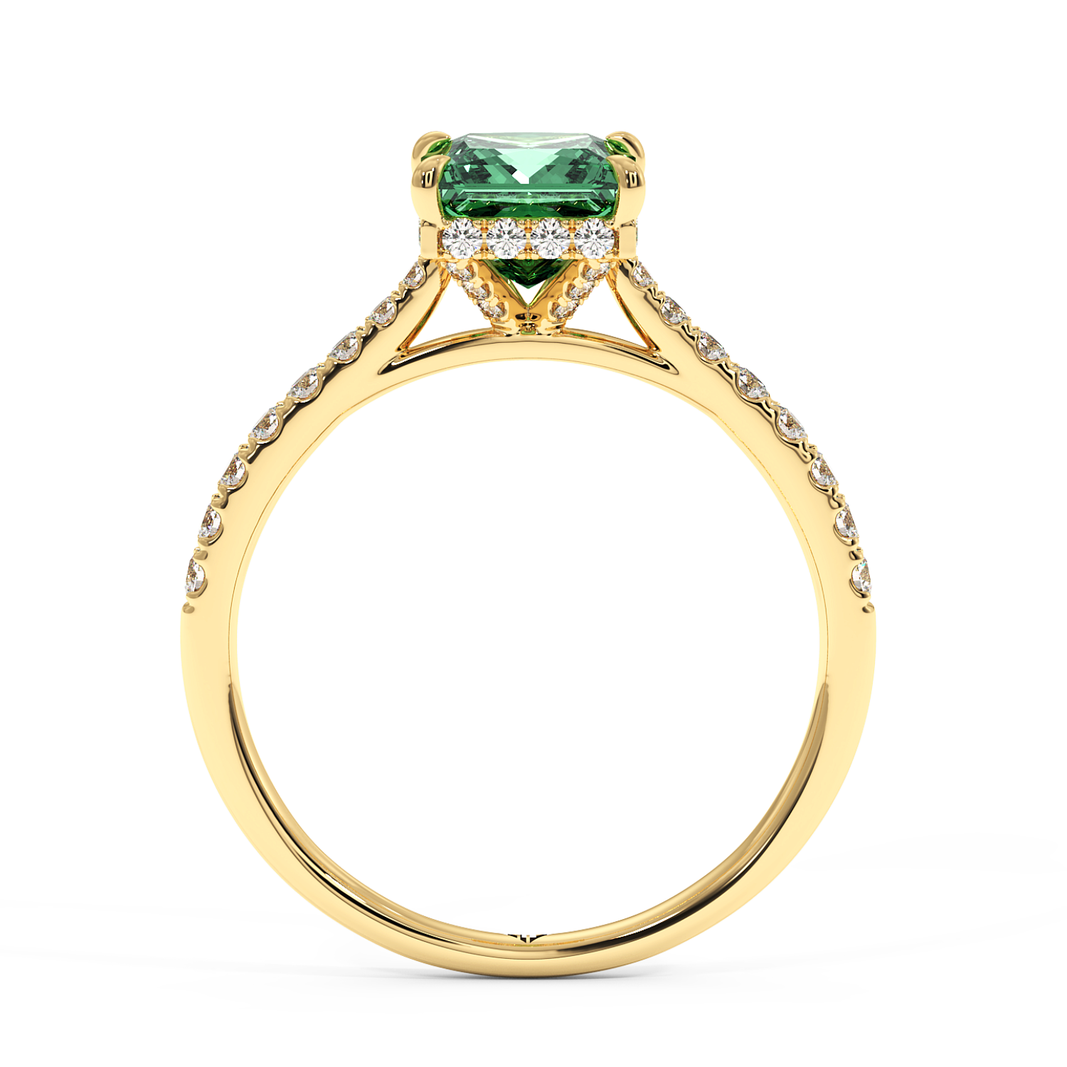 18K Yellow Gold Hana Diamond Shoulder Hidden Halo Engagement Ring