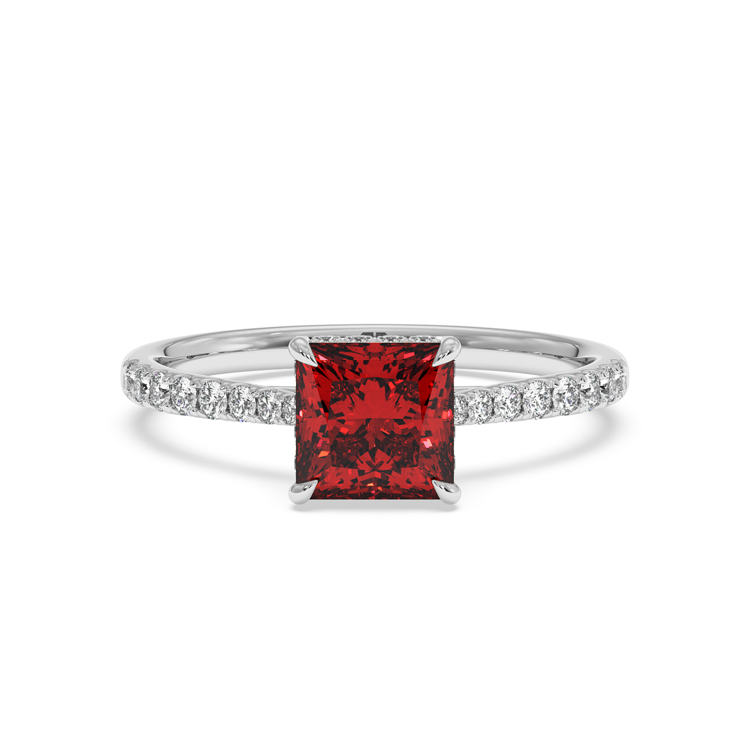 Platinum Hana Diamond Shoulder Hidden Halo Engagement Ring