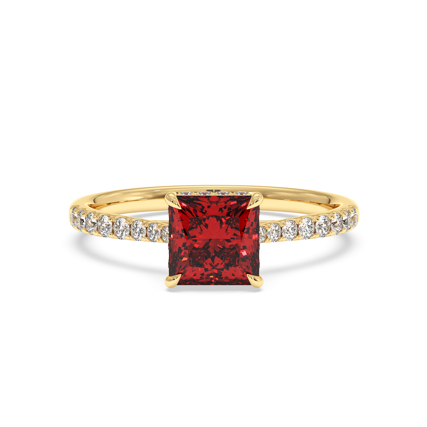 18K Yellow Gold Hana Diamond Shoulder Hidden Halo Engagement Ring
