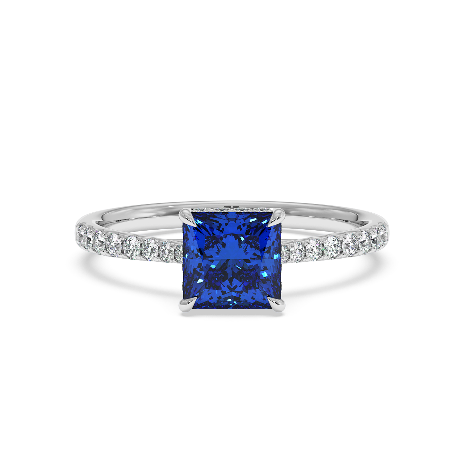 Platinum Hana Diamond Shoulder Hidden Halo Engagement Ring