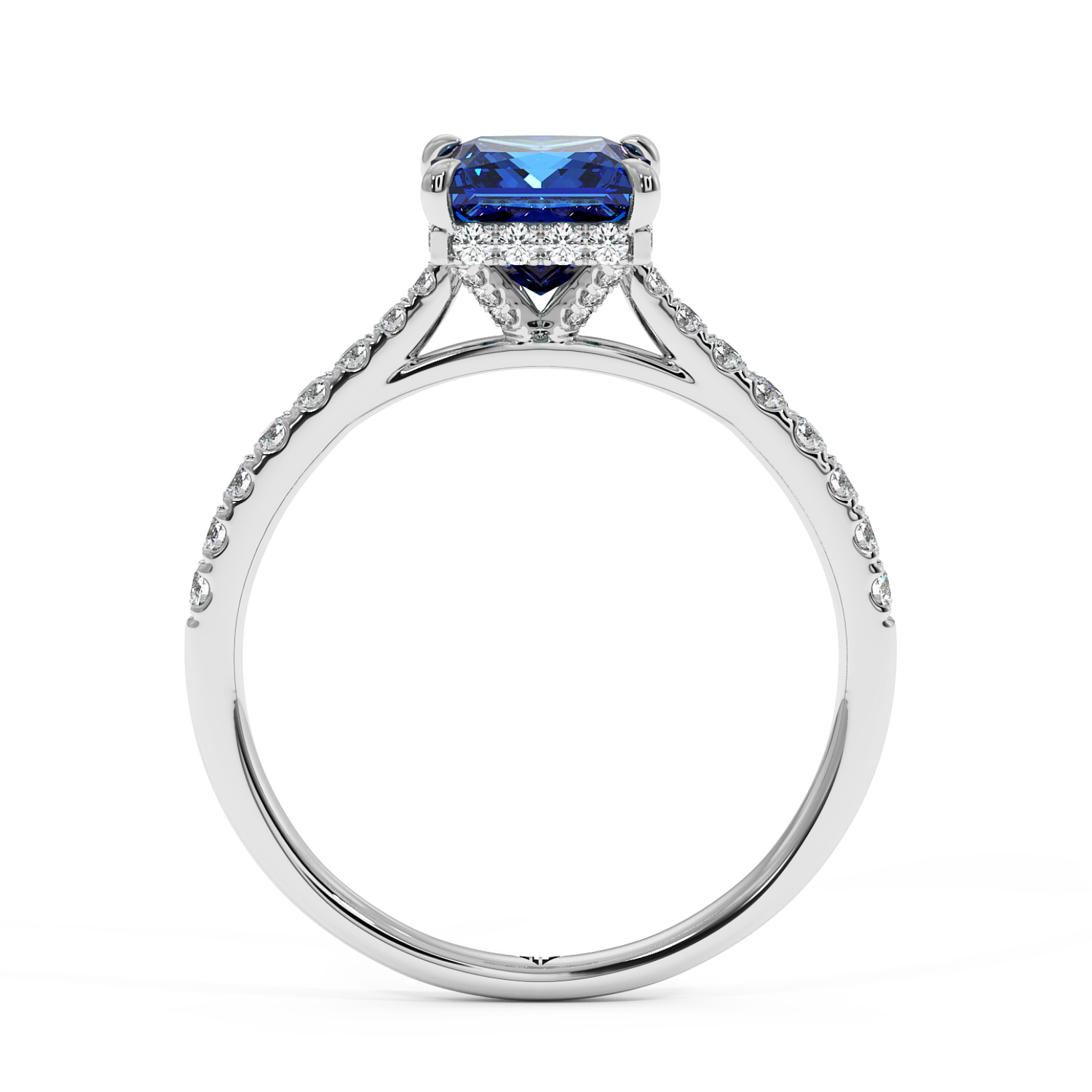 Platinum Hana Diamond Shoulder Hidden Halo Engagement Ring