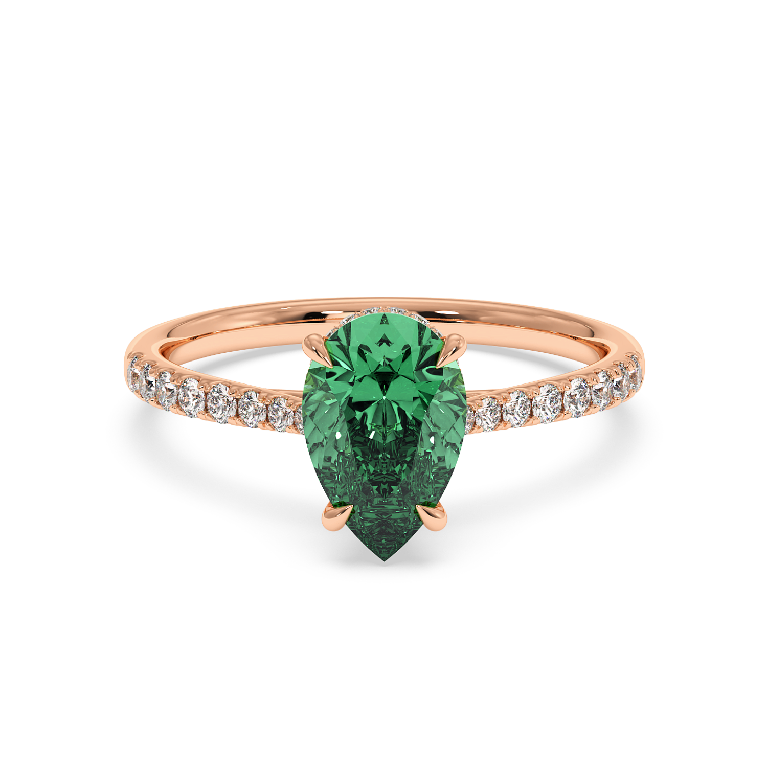 18K Rose Gold Hana Diamond Shoulder Hidden Halo Engagement Ring