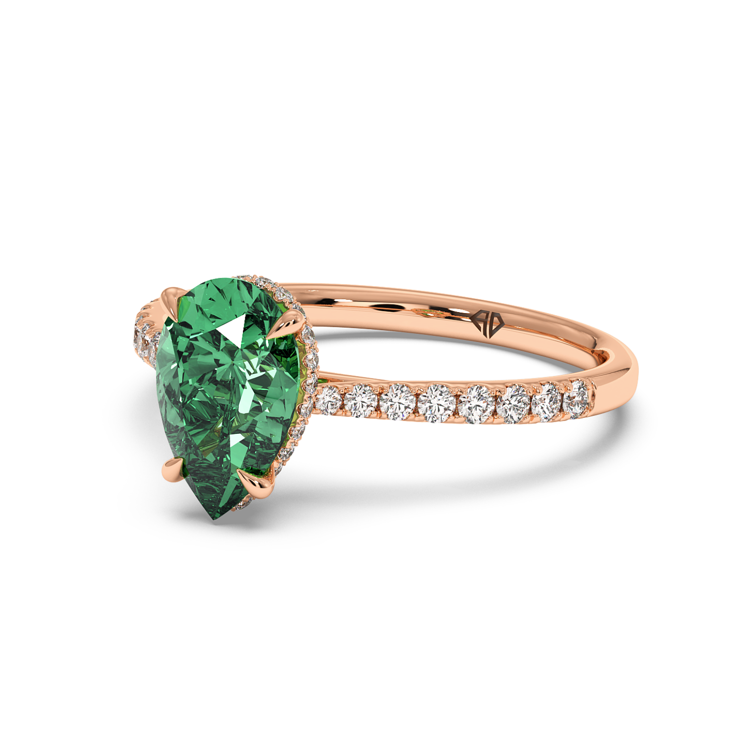 18K Rose Gold Hana Diamond Shoulder Hidden Halo Engagement Ring