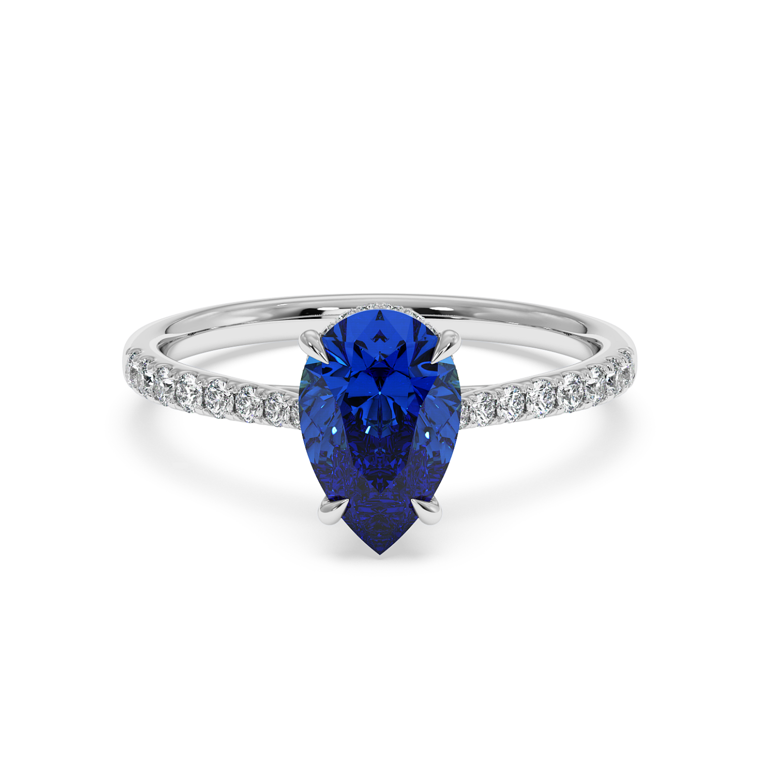 18K White Gold Hana Diamond Shoulder Hidden Halo Engagement Ring