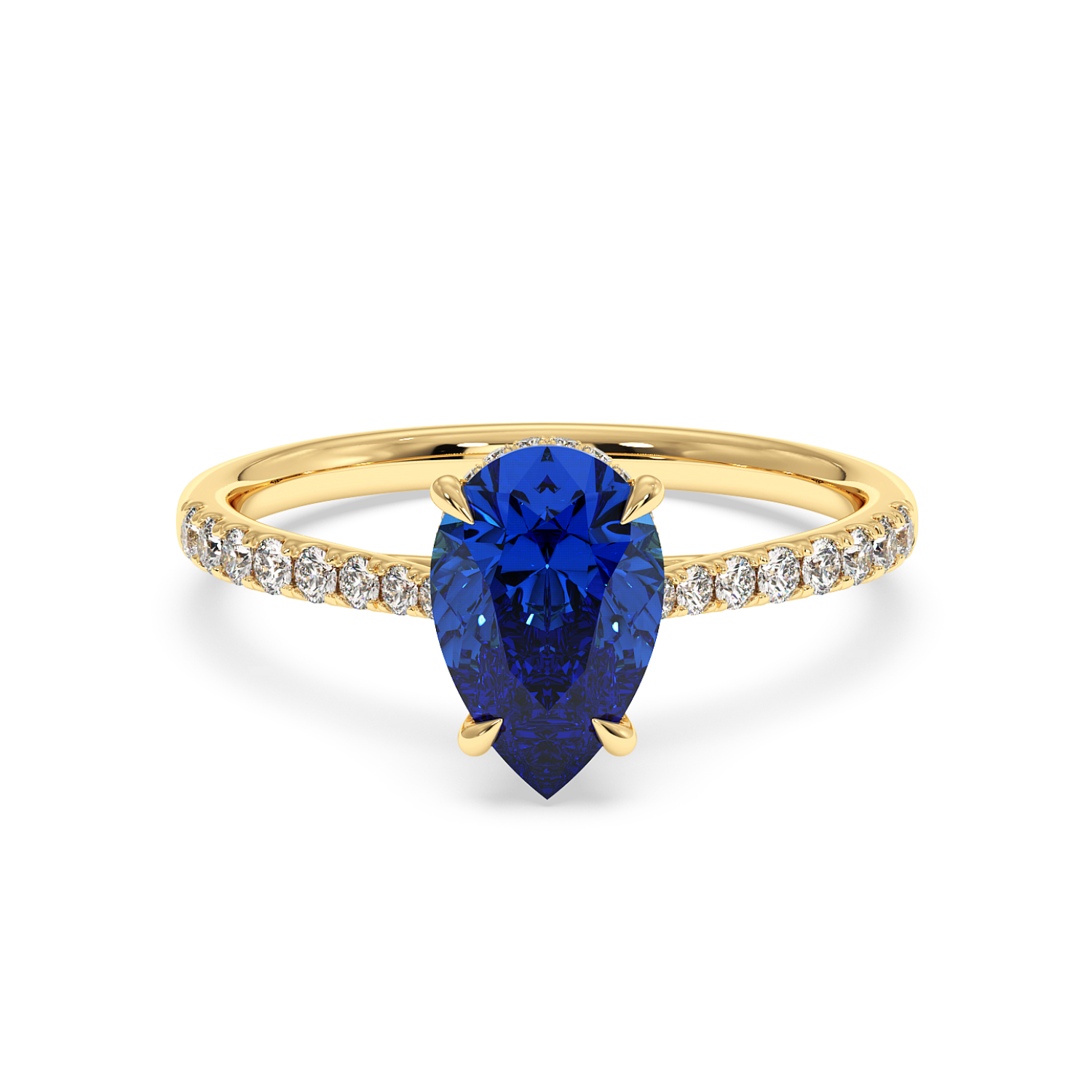 18K Yellow Gold Hana Diamond Shoulder Hidden Halo Engagement Ring
