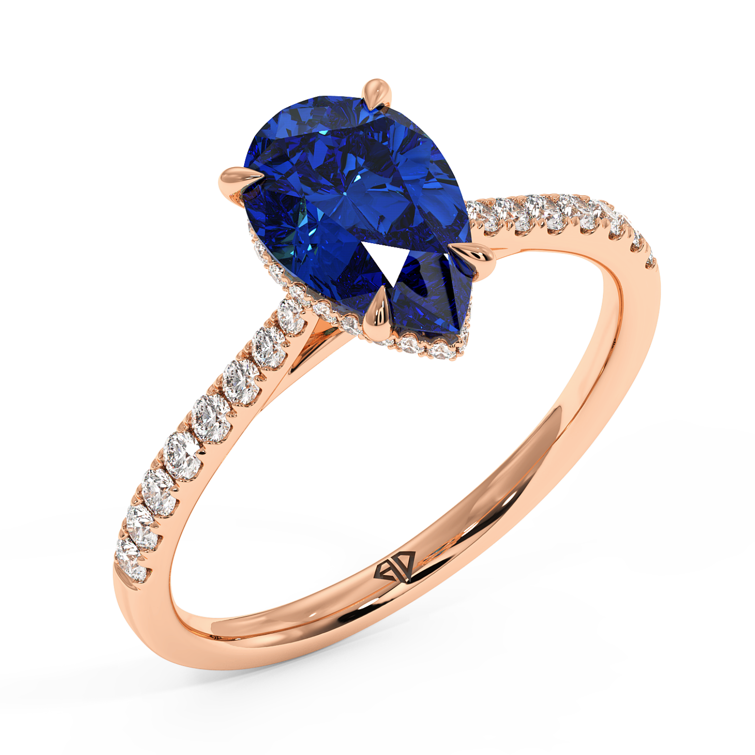 18K Rose Gold Hana Diamond Shoulder Hidden Halo Engagement Ring