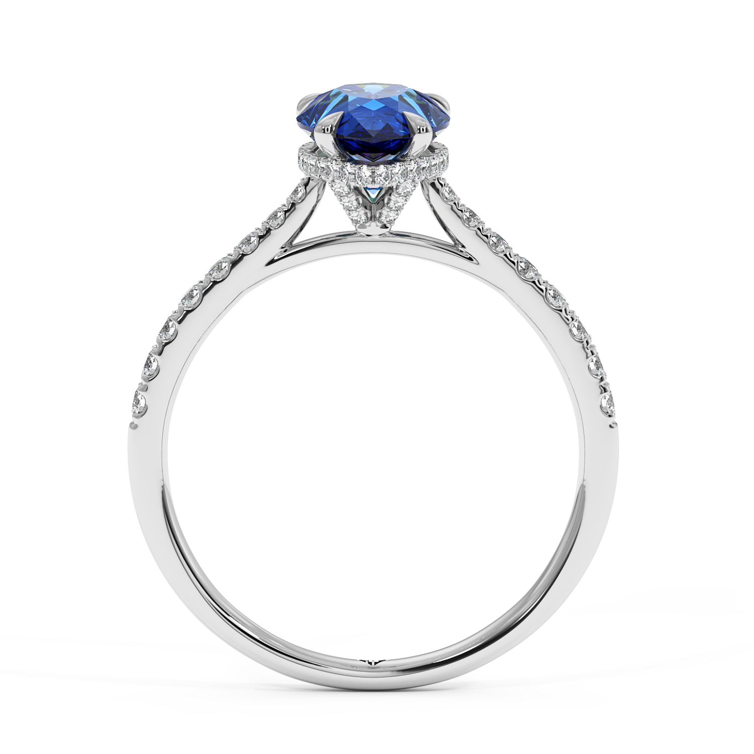 18K White Gold Hana Diamond Shoulder Hidden Halo Engagement Ring