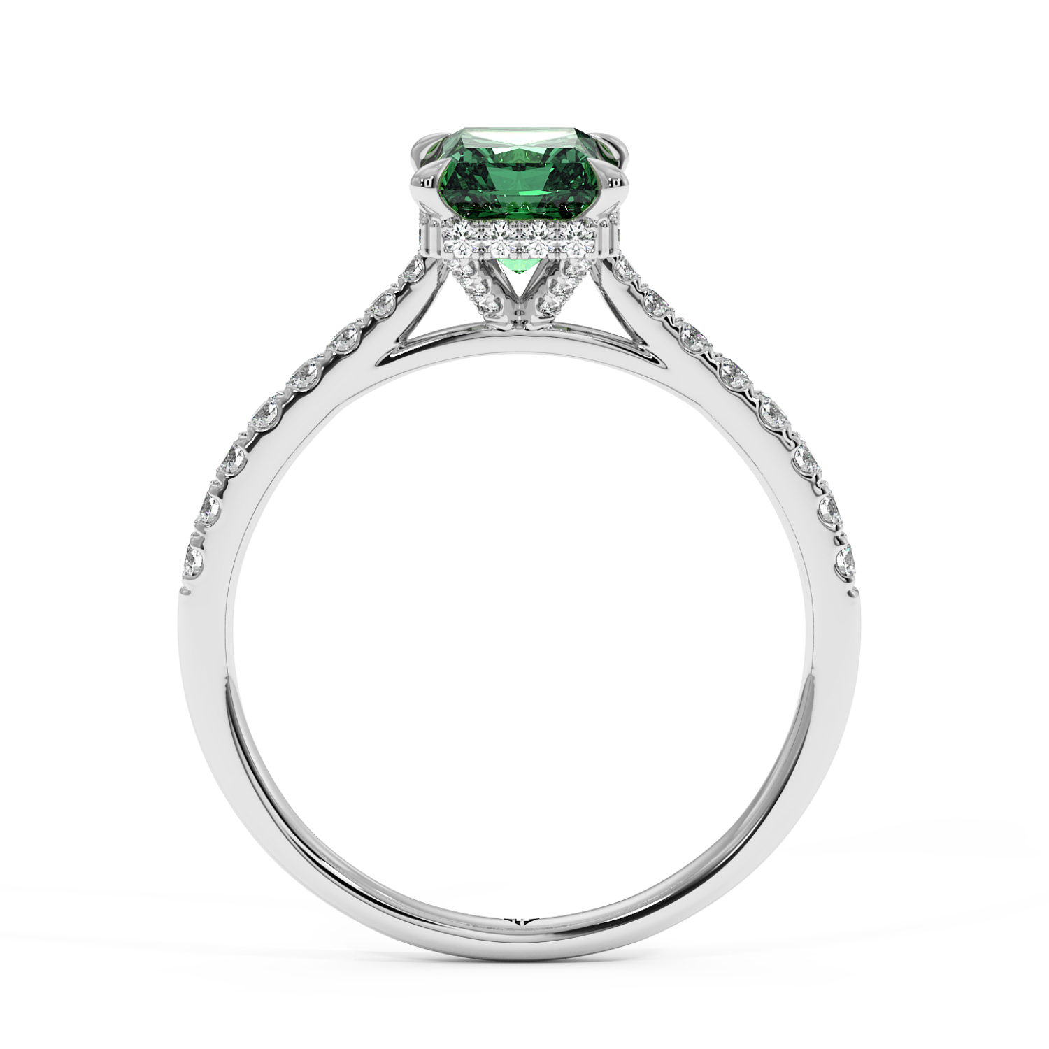 Platinum Hana Diamond Shoulder Hidden Halo Engagement Ring