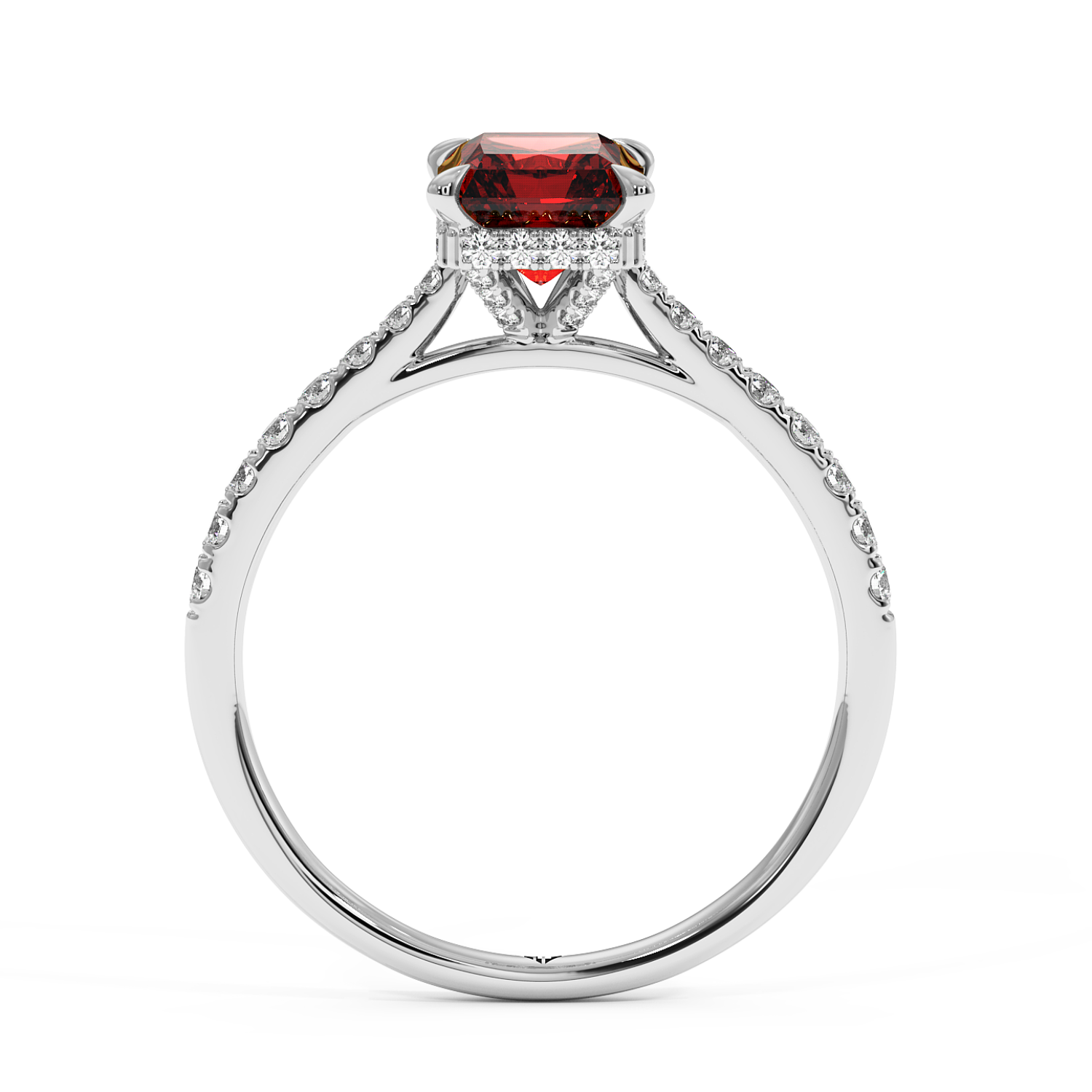 Platinum Hana Diamond Shoulder Hidden Halo Engagement Ring